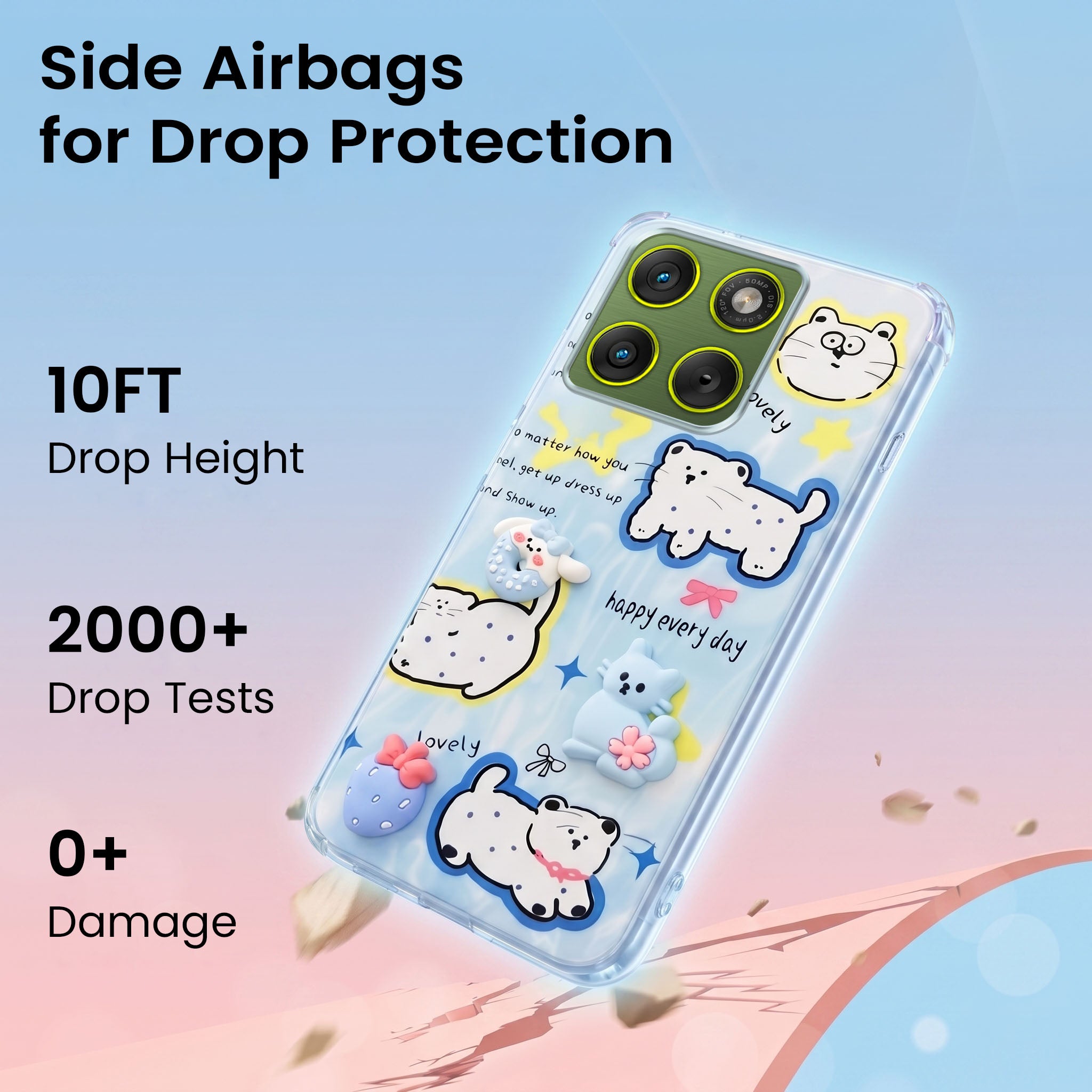 For Motorola Moto Edge 70 Back Cover Case (3D Cute Cartoons | Hard Back Side Soft | Matte Premium Finish | HD Printing)
