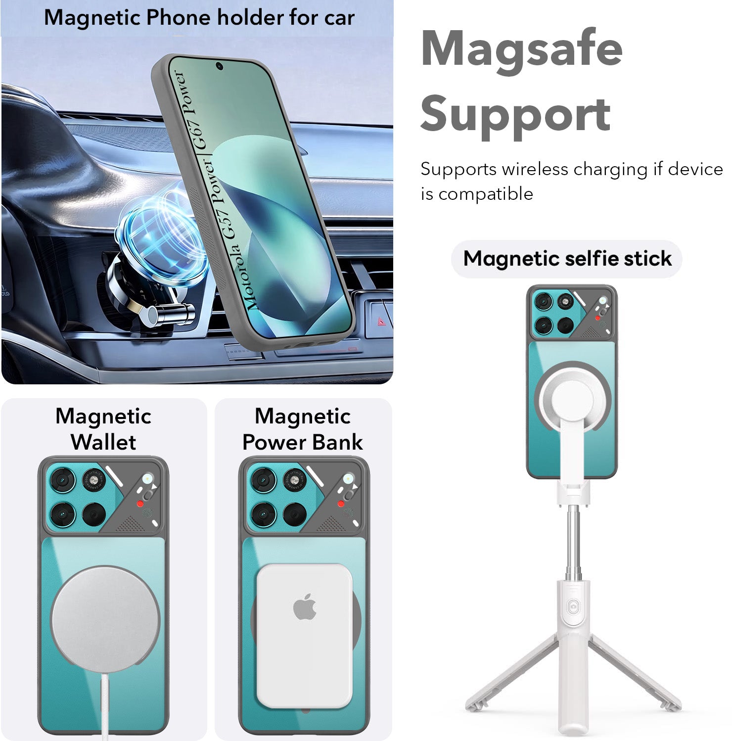 For Motorola Moto G67 Power | G57 Power Back Cover Case Lifetime Anti-Yellow Clear (Camera Protection | Side Grip | Wireless MagSafe Compatible)