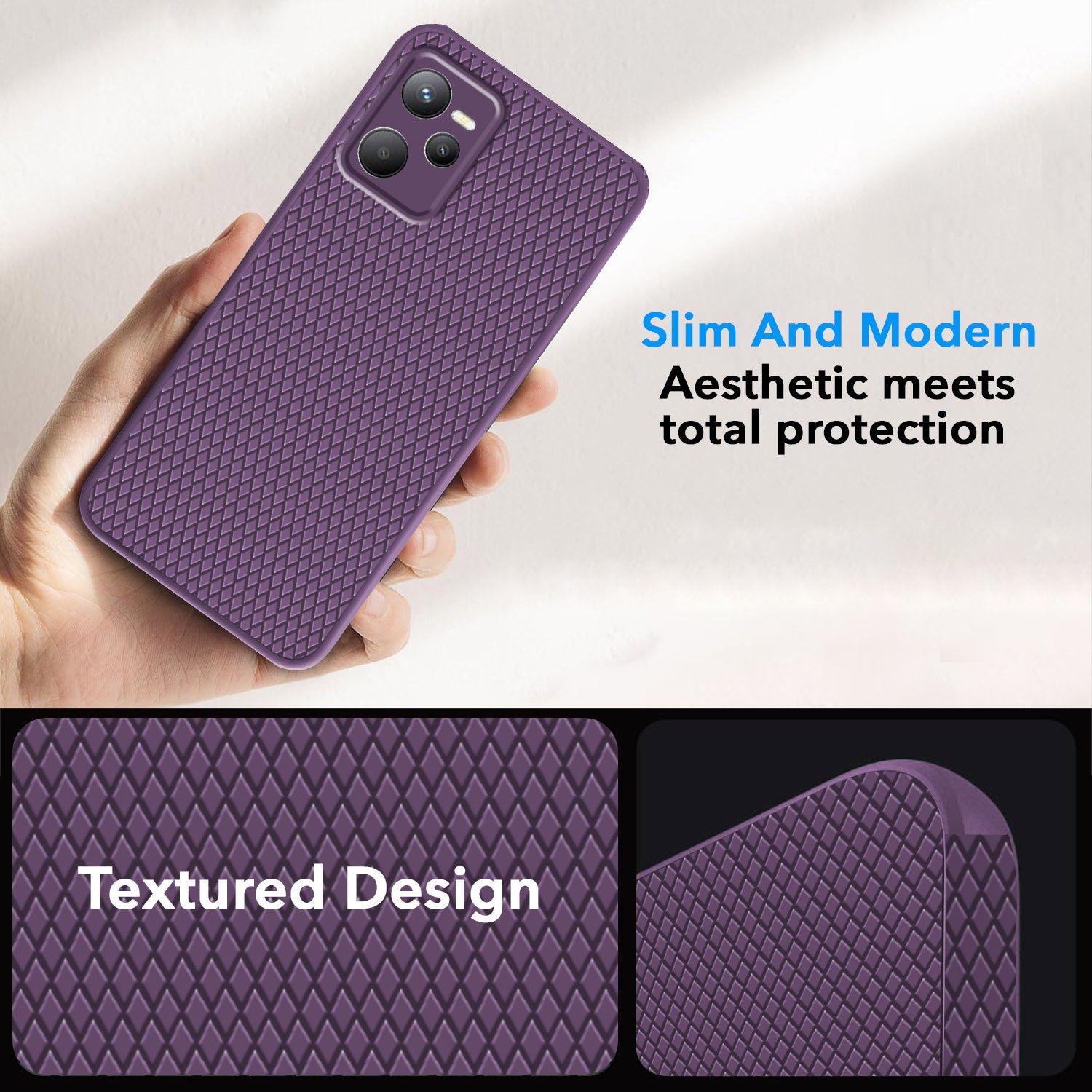 For Realme Narzo 50A Prime Back Cover Case (Liquid Silicone | Side Grip | Camera Protection)