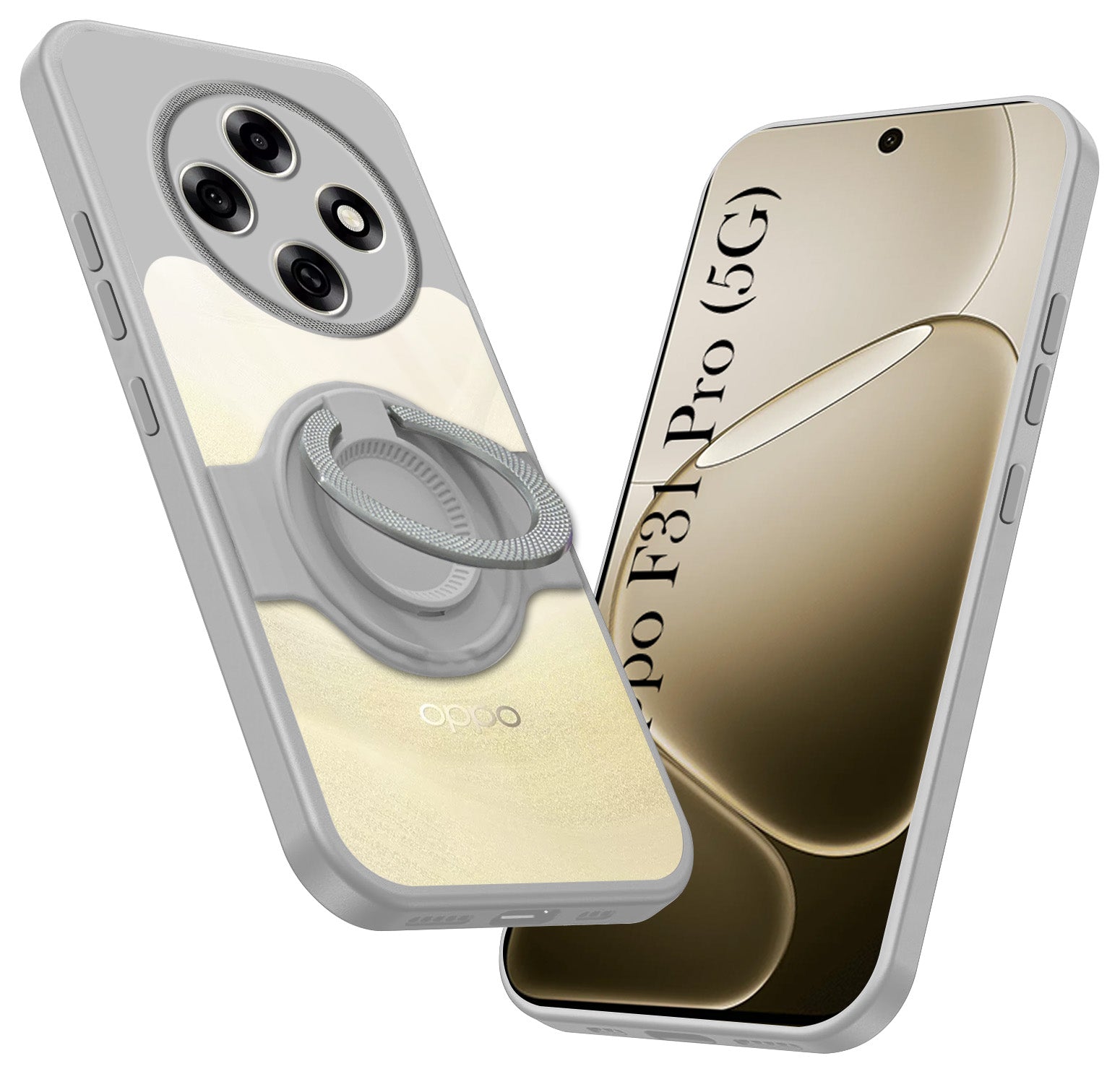 For Oppo F31 Pro Back Cover Case with stand (Built-in Ring Holder Kickstand | Lifetime Anti Yellow | Camera Protection)