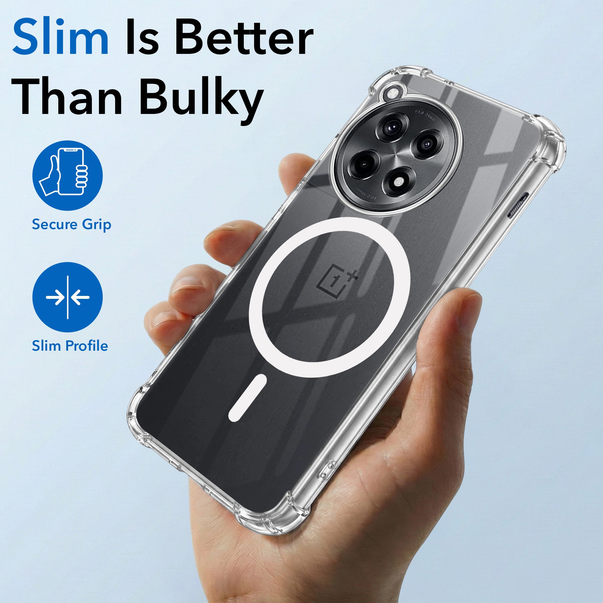 For OnePlus 12R 5G Back Cover Shockproof Crystal-Clear (Magsafe Wireless Support | Drop & Camera Protection | Hard Polycarbonate)
