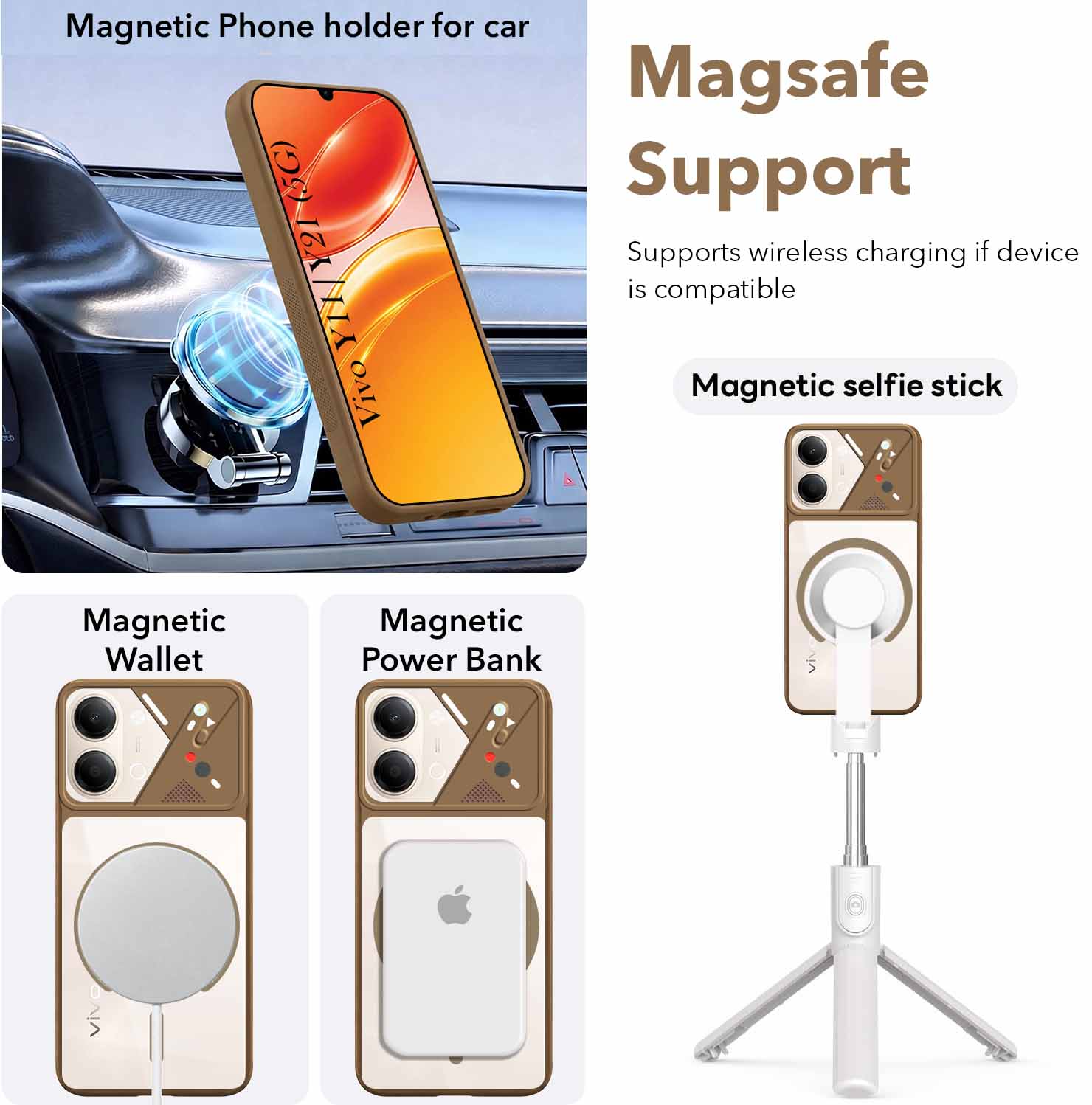 For Vivo Y11 | Vivo Y21 5G Back Cover Case Lifetime Anti-Yellow Clear (Camera Protection | Side Grip | Wireless MagSafe Compatible)