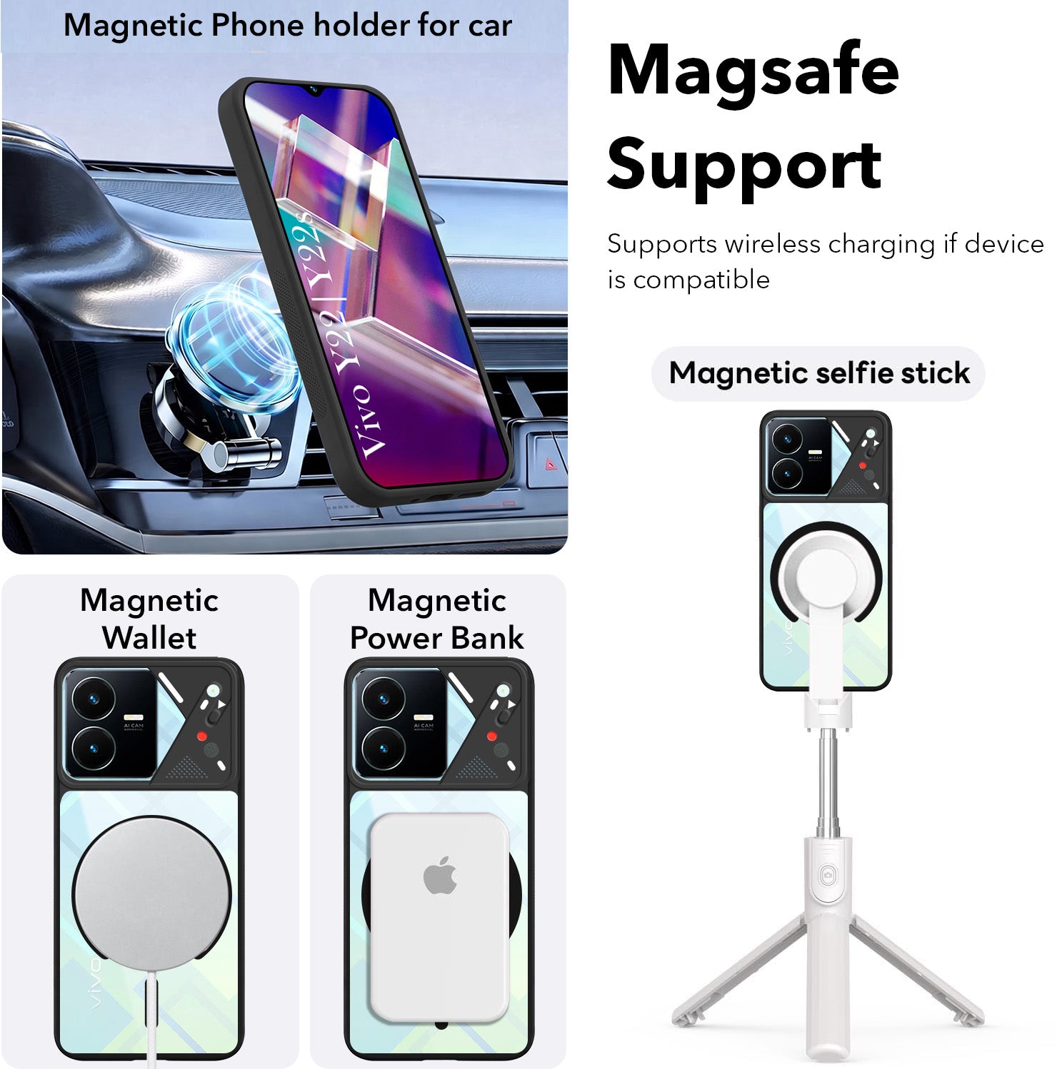 For Vivo Y22 | Vivo Y22s Back Cover Case Lifetime Anti-Yellow Clear (Camera Protection | Side Grip | Wireless MagSafe Compatible)
