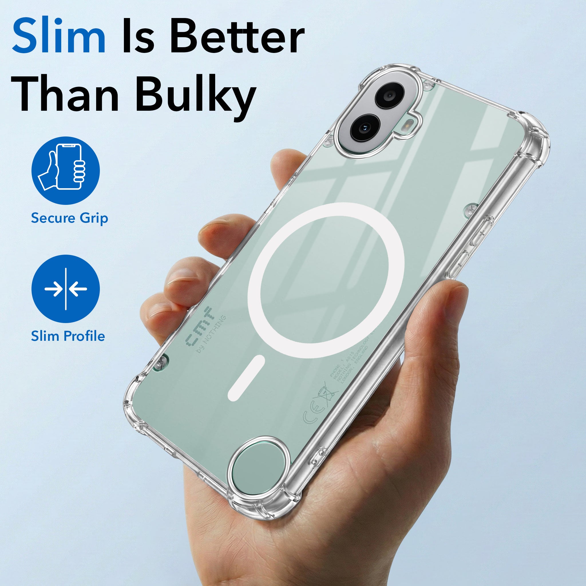 For Nothing CMF Phone 1 Back Cover Shockproof Crystal-Clear (Magsafe Wireless Support | Drop & Camera Protection | Hard Polycarbonate)