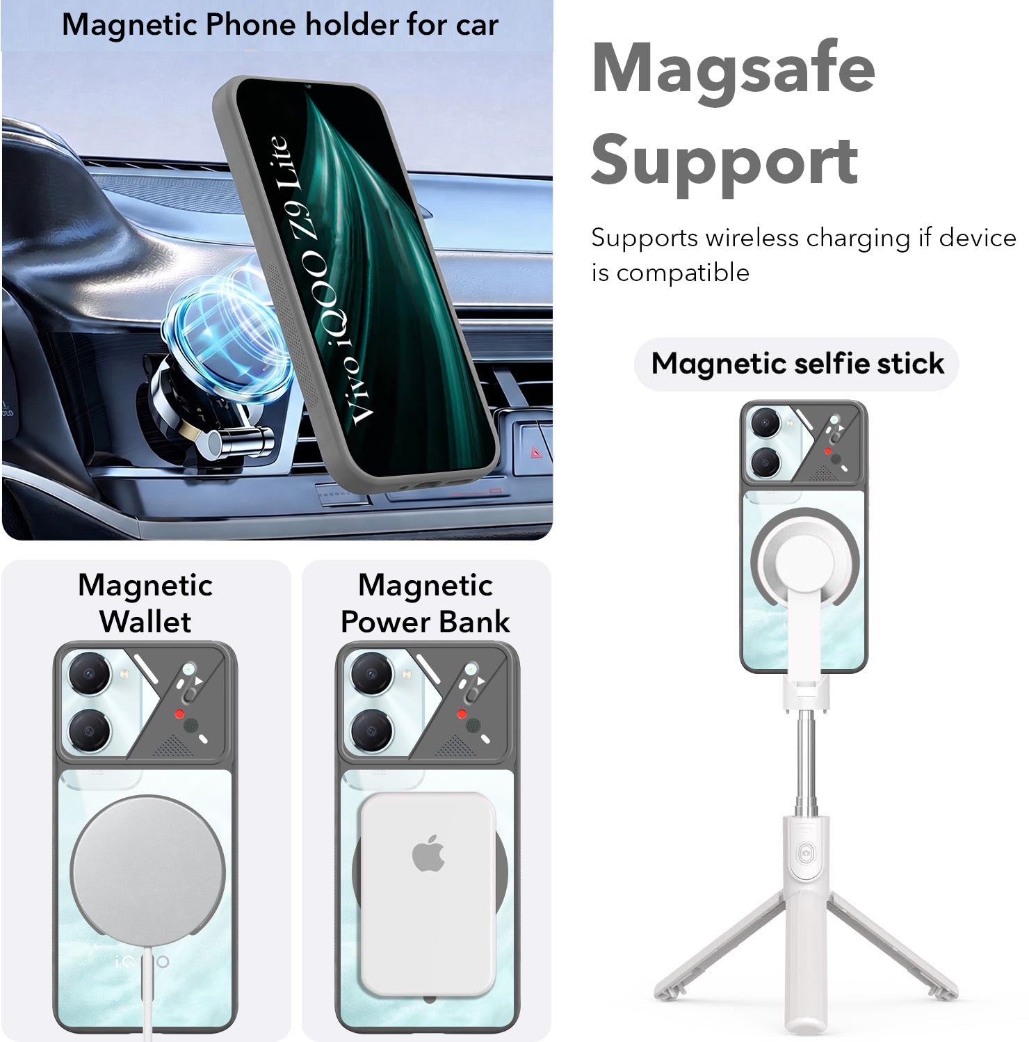 For Vivo iQOO Z9 Lite 5G Back Cover Case Lifetime Anti-Yellow Clear (Camera Protection | Side Grip | Wireless MagSafe Compatible)