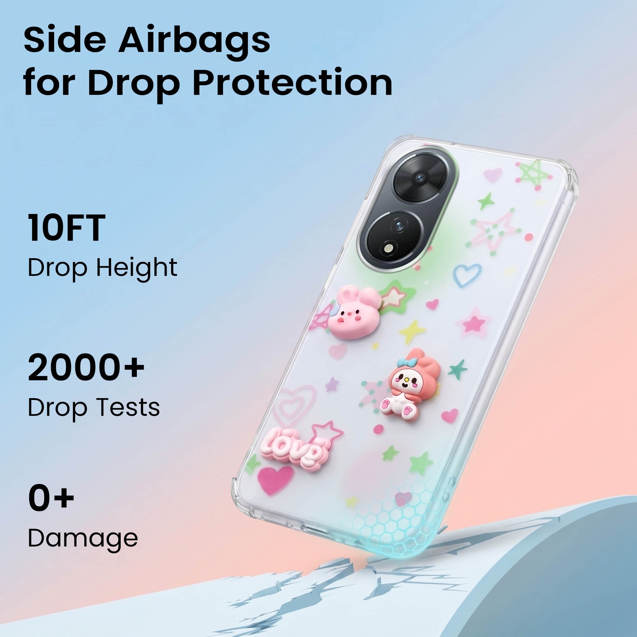 For Vivo T2 Back Cover Case (3D Cute Cartoons | Hard Back Side Soft | Matte Premium Finish | HD Printing)