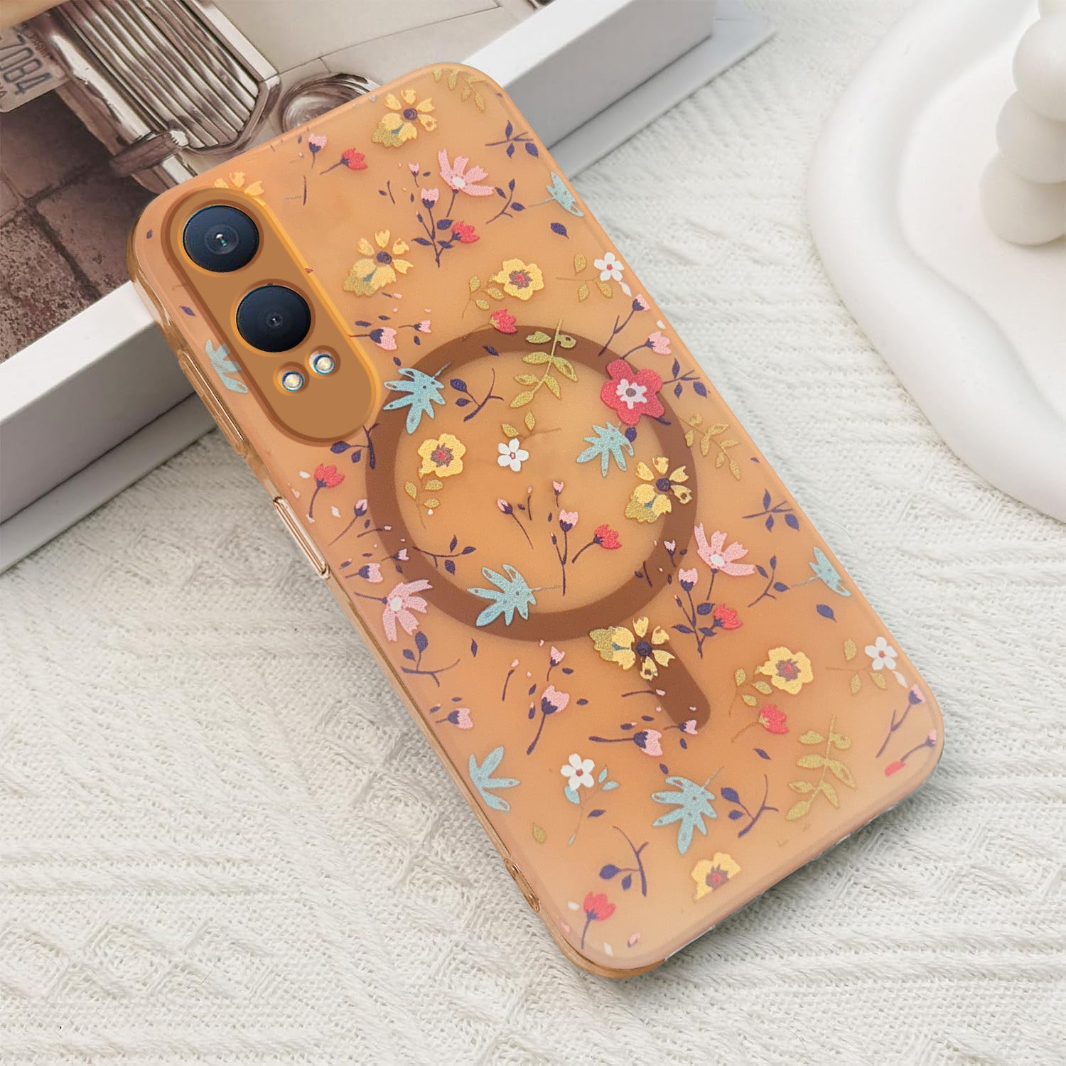 For OnePlus Nord CE 4 Lite Back Cover Case (Cute Floral Design | Flower Print for Girls | MagSafe Compatible Wireless Charging)