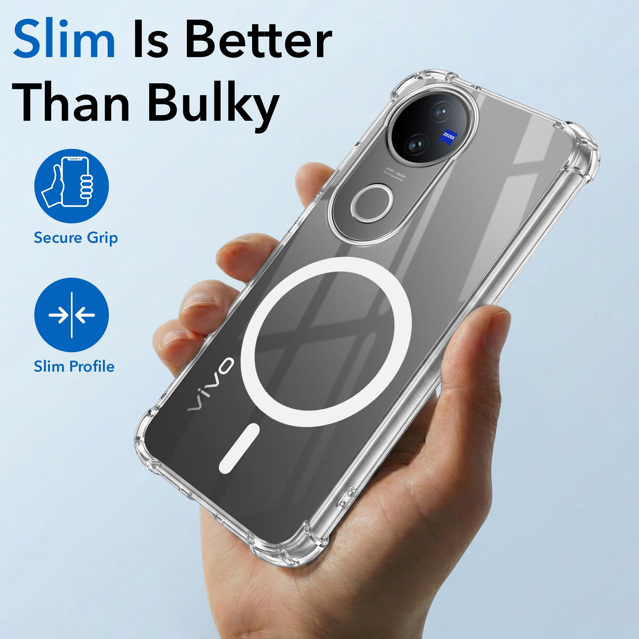 For Vivo V50 | Vivo V50e Back Cover Shockproof Crystal-Clear (Magsafe Wireless Support | Drop & Camera Protection | Hard Polycarbonate)