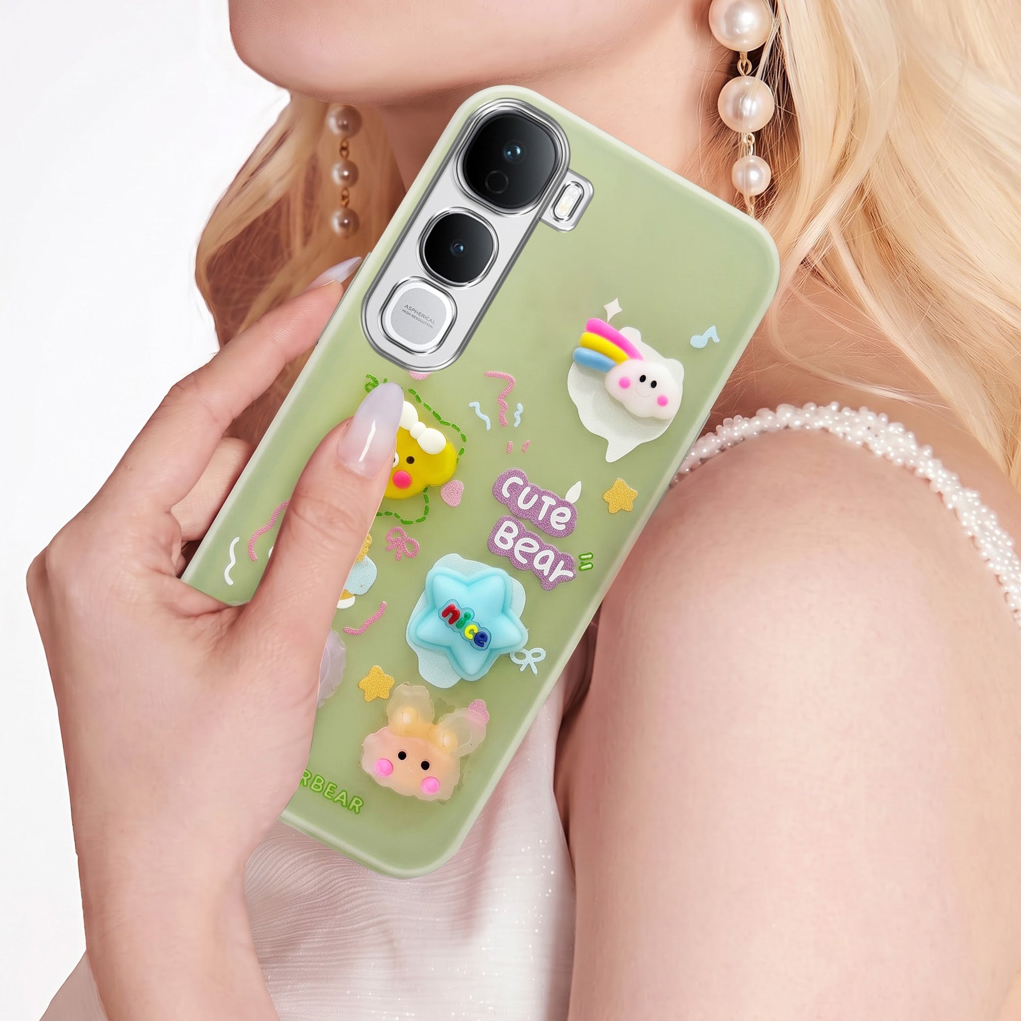 For Vivo Y400 Pro Back Cover Case (Cute 3D cartoon charms design | Slim Aesthetic Case for Girls | Camera Protection | Hard Unbreakable)