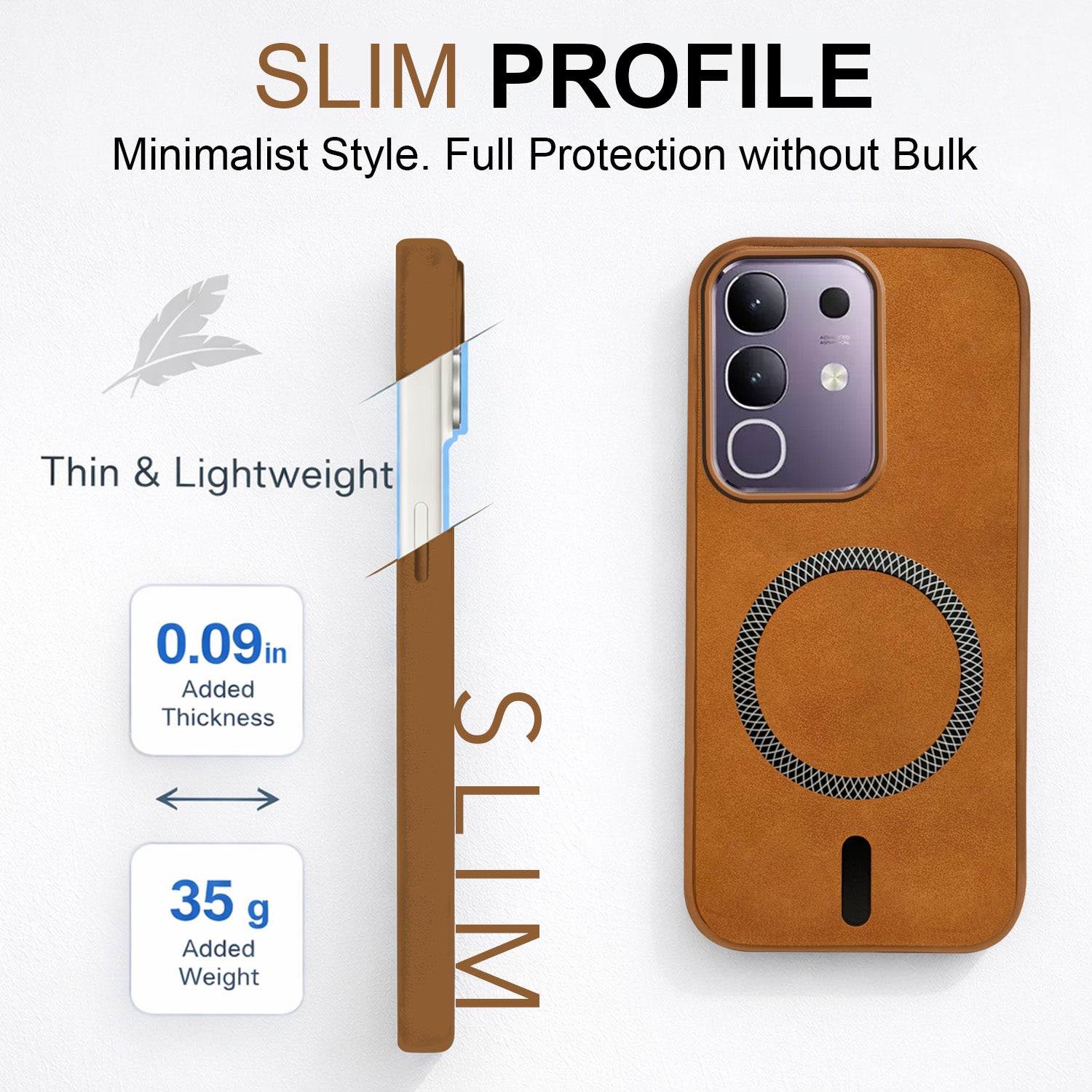 For Vivo T4x | Vivo Y31 Pro Back Cover Case Leather Finish (MagSafe Compatible Wireless Charging | Soft Touch | Camera Bump Protection)