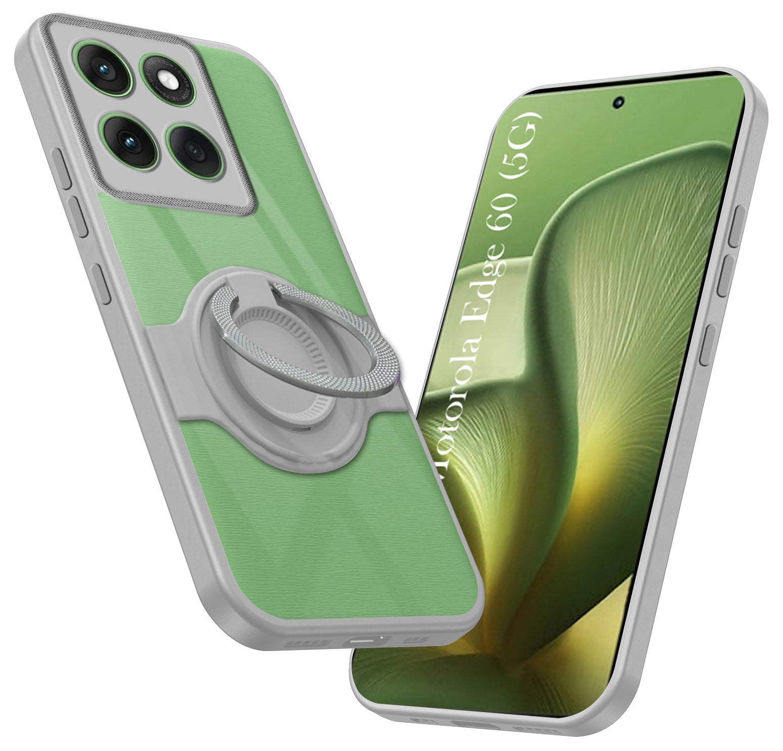 For Motorola Moto Edge 60 Back Cover Case with stand (Built-in Ring Holder Kickstand | Lifetime Anti Yellow | Camera Protection)