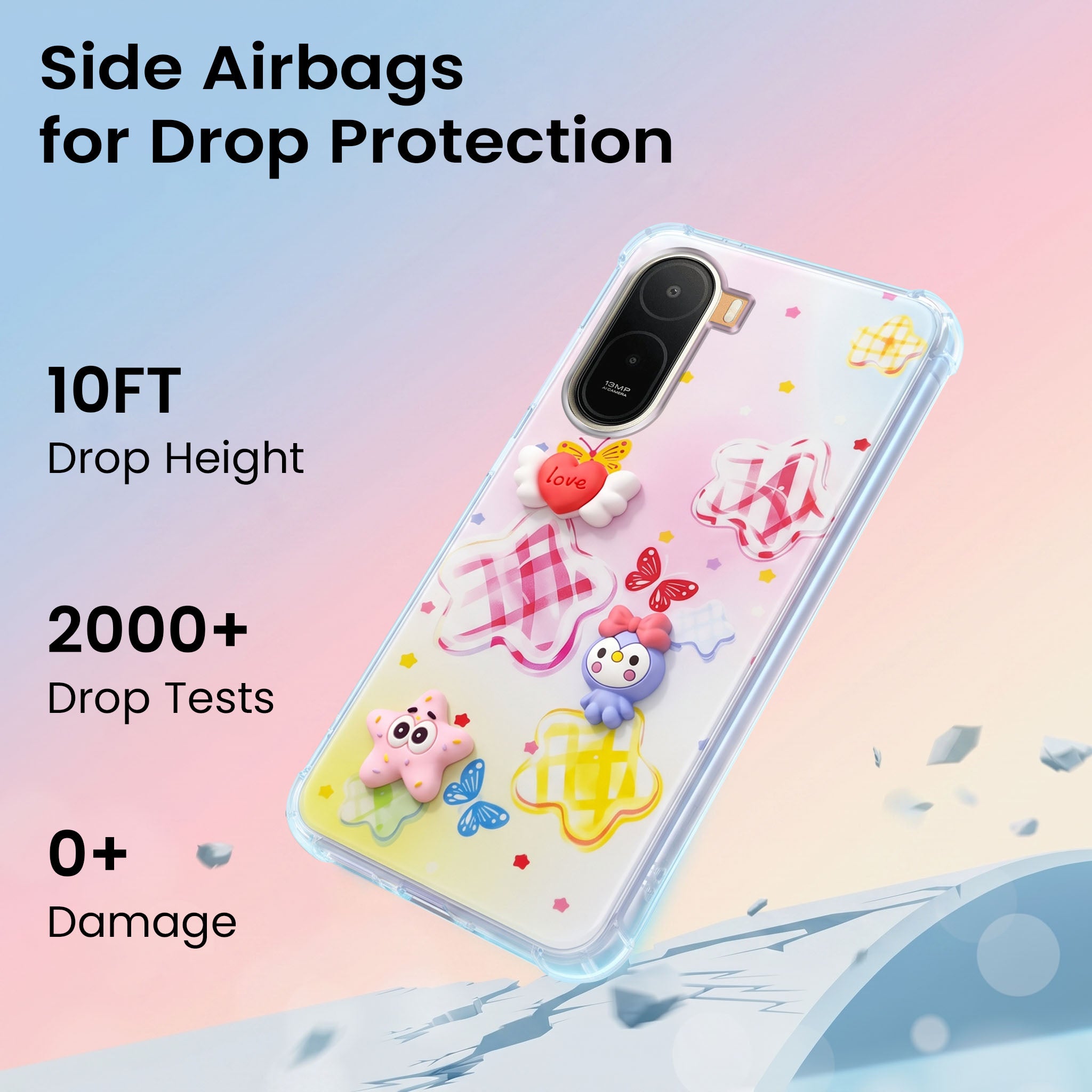 For Redmi A7 Pro 5G Back Cover Case (3D Cute Cartoons | Hard Back Side Soft | Matte Premium Finish | HD Printing)
