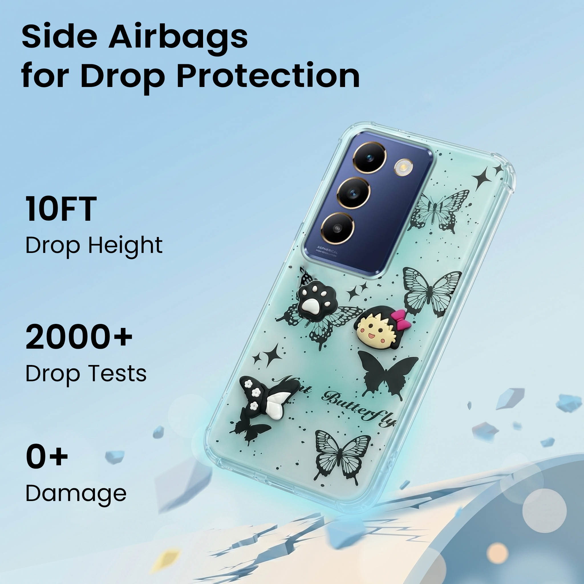 For Vivo T3 5G Back Cover Case (3D Cute Cartoons | Hard Back Side Soft | Matte Premium Finish | HD Printing)