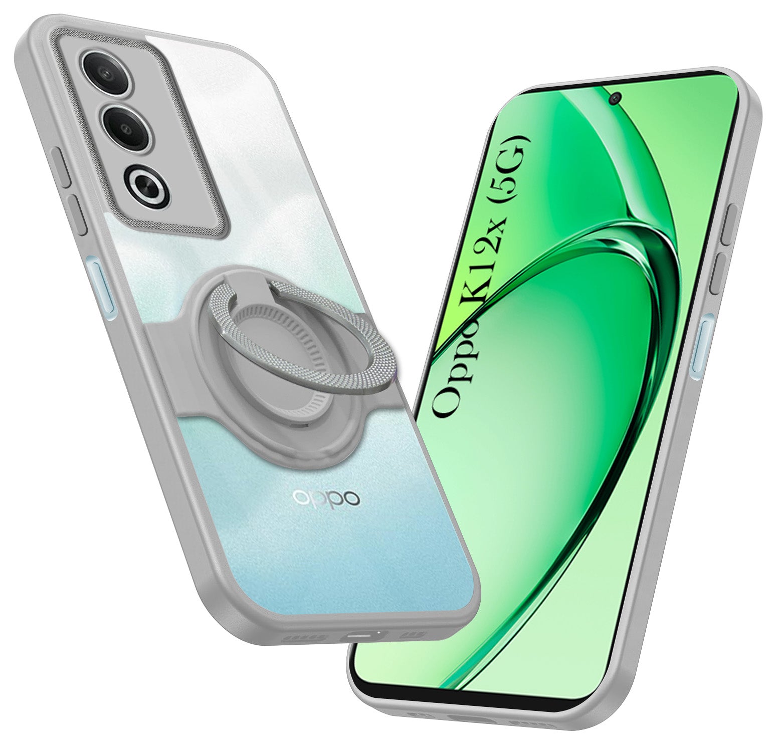 For Oppo K12x 5G Back Cover Case with stand (Built-in Ring Holder Kickstand | Lifetime Anti Yellow | Camera Protection)