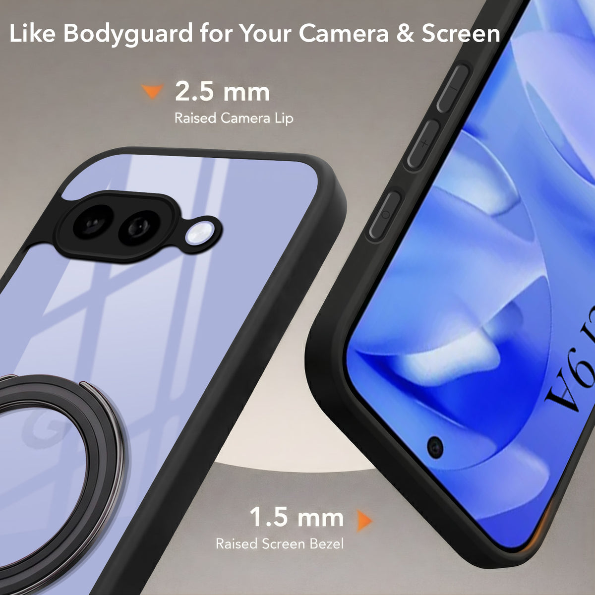 For Google Pixel 9A Back Cover Case (Kick Stand Ring Holder | Life time Anti Yellow | Camera Protection)