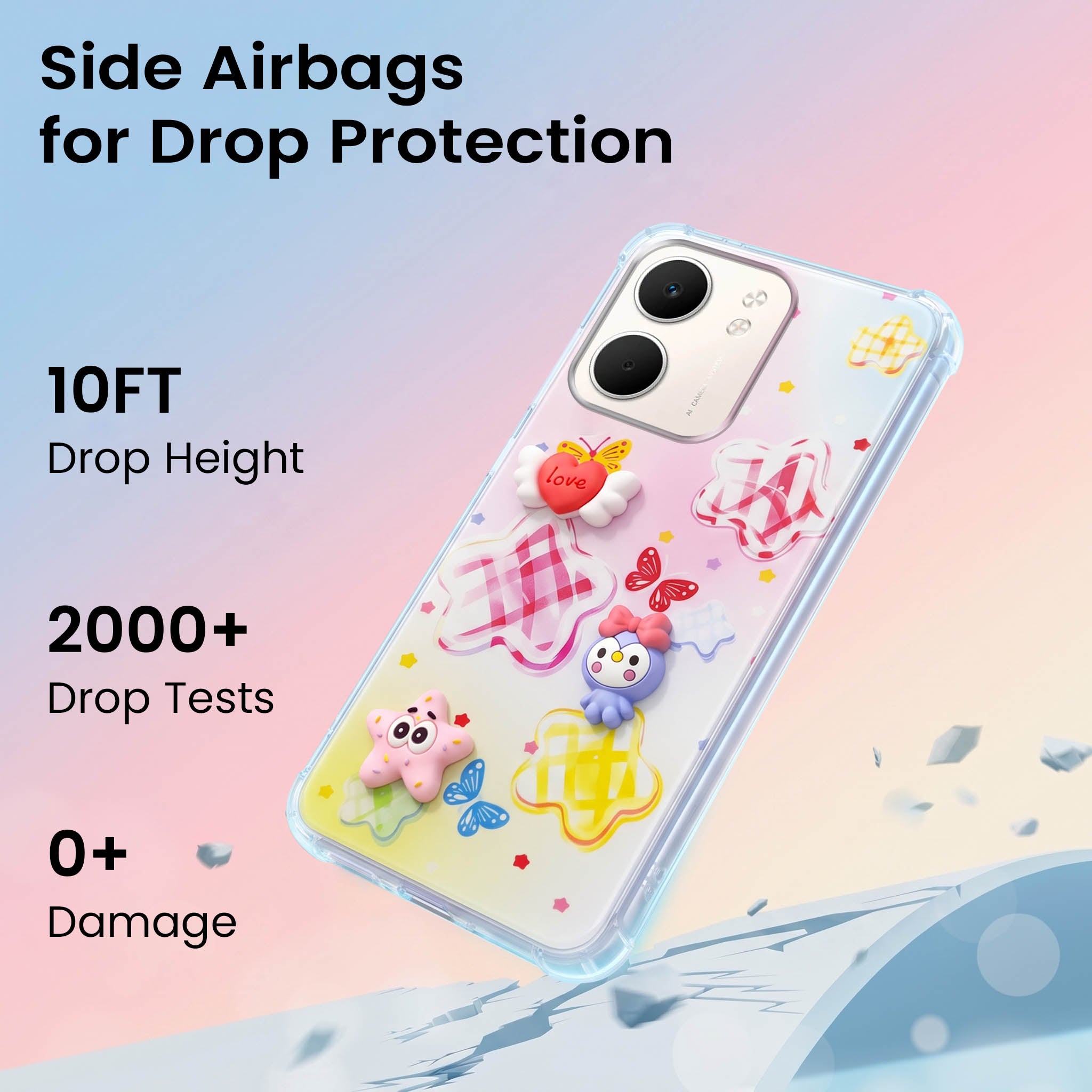 For Oppo A5X Back Cover Case (3D Cute Cartoons | Hard Back Side Soft | Matte Premium Finish | HD Printing)