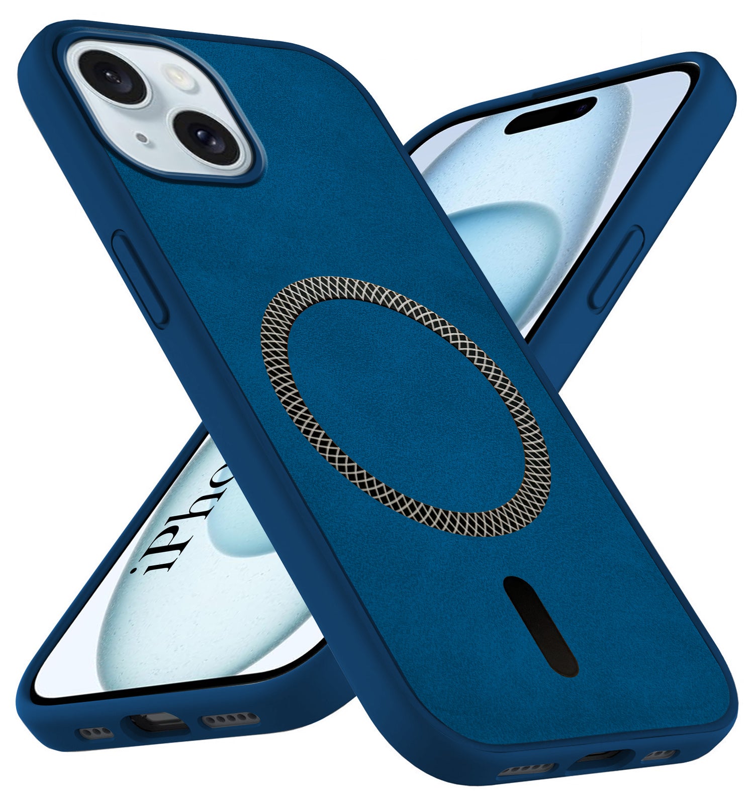 For Apple iPhone 15 Back Cover Case Leather Finish (MagSafe Compatible Wireless Charging | Soft Touch | Camera Bump Protection)