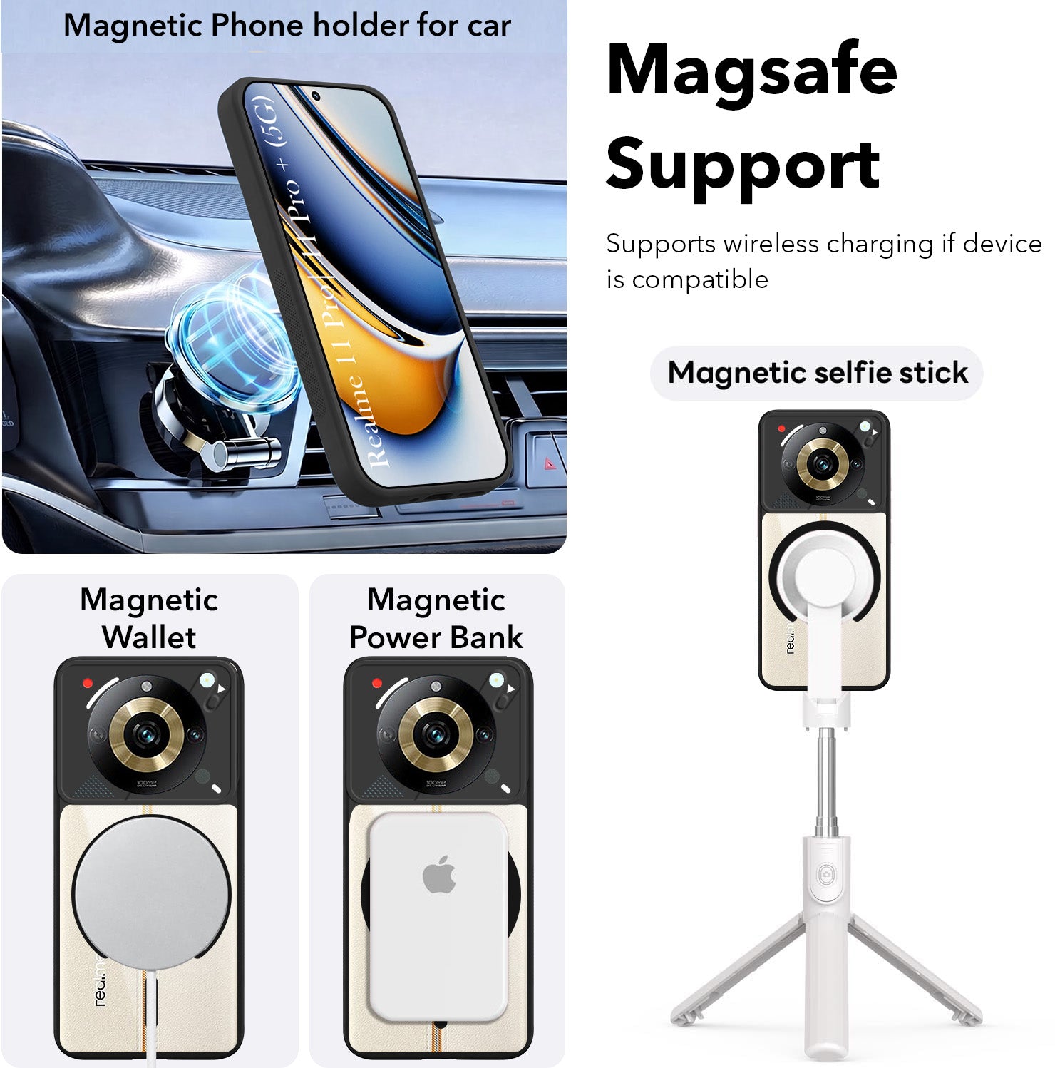 For Realme 11 Pro 5G | Realme 11 Pro Plus 5G Back Cover Case Lifetime Anti-Yellow Clear (Camera Protection | Side Grip | Wireless MagSafe Compatible)