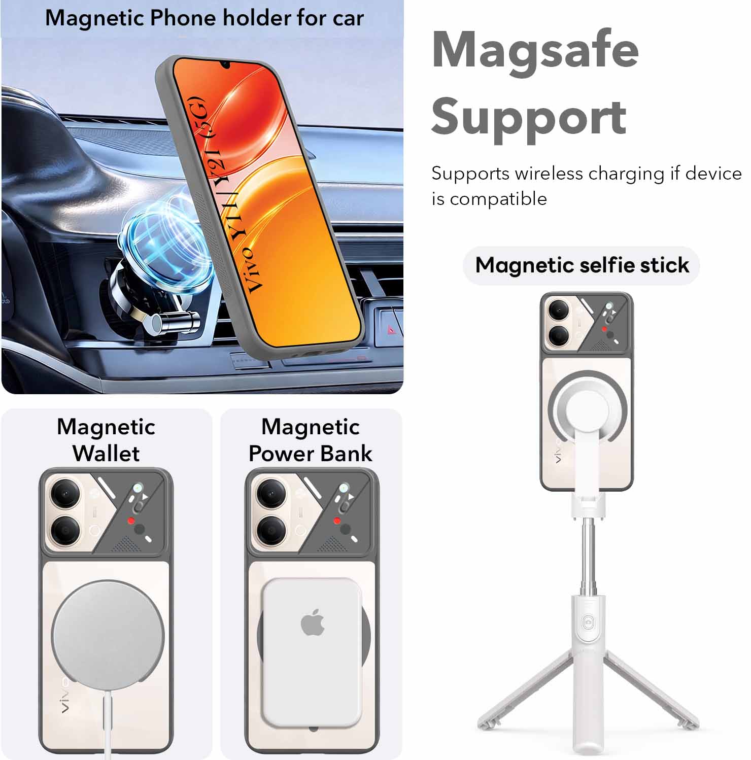 For Vivo Y11 | Vivo Y21 5G Back Cover Case Lifetime Anti-Yellow Clear (Camera Protection | Side Grip | Wireless MagSafe Compatible)