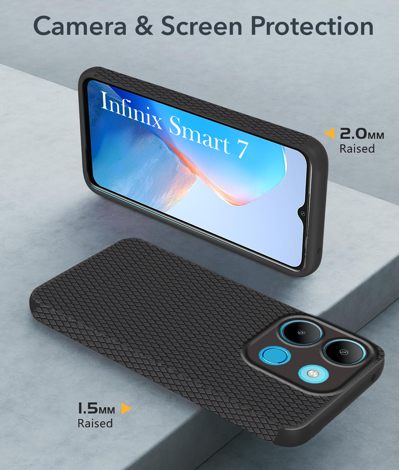 For Infinix Smart 7 Back Cover Case (Liquid Silicone | Side Grip | Camera Protection)