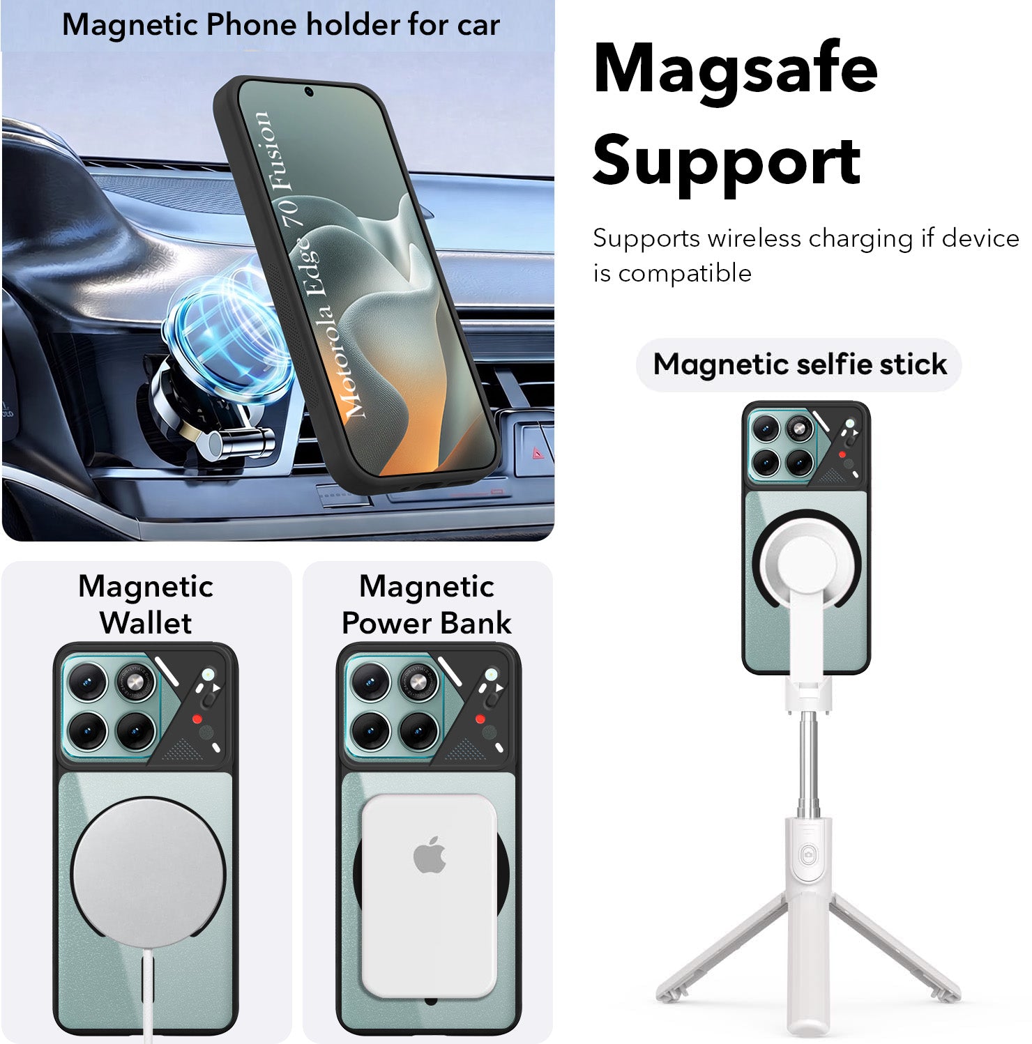 For Motorola Moto Edge 70 Fusion Back Cover Case Lifetime Anti-Yellow Clear (Camera Protection | Side Grip | Wireless MagSafe Compatible)