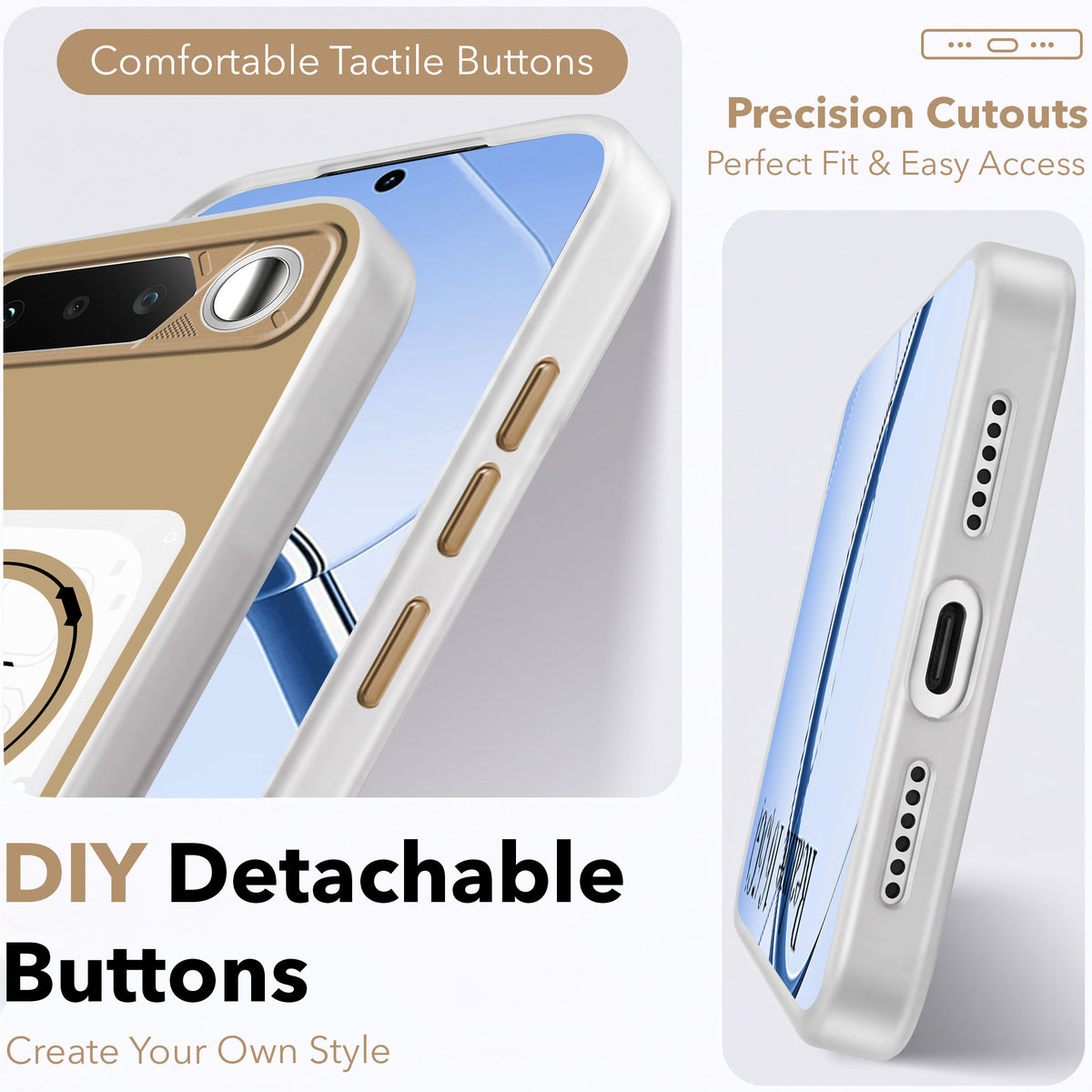 For Realme 16 Metallic Back Cover Case (Metallic Camera Protection & Buttons | Translucent Milky Shade | Hard Polycarbonate)