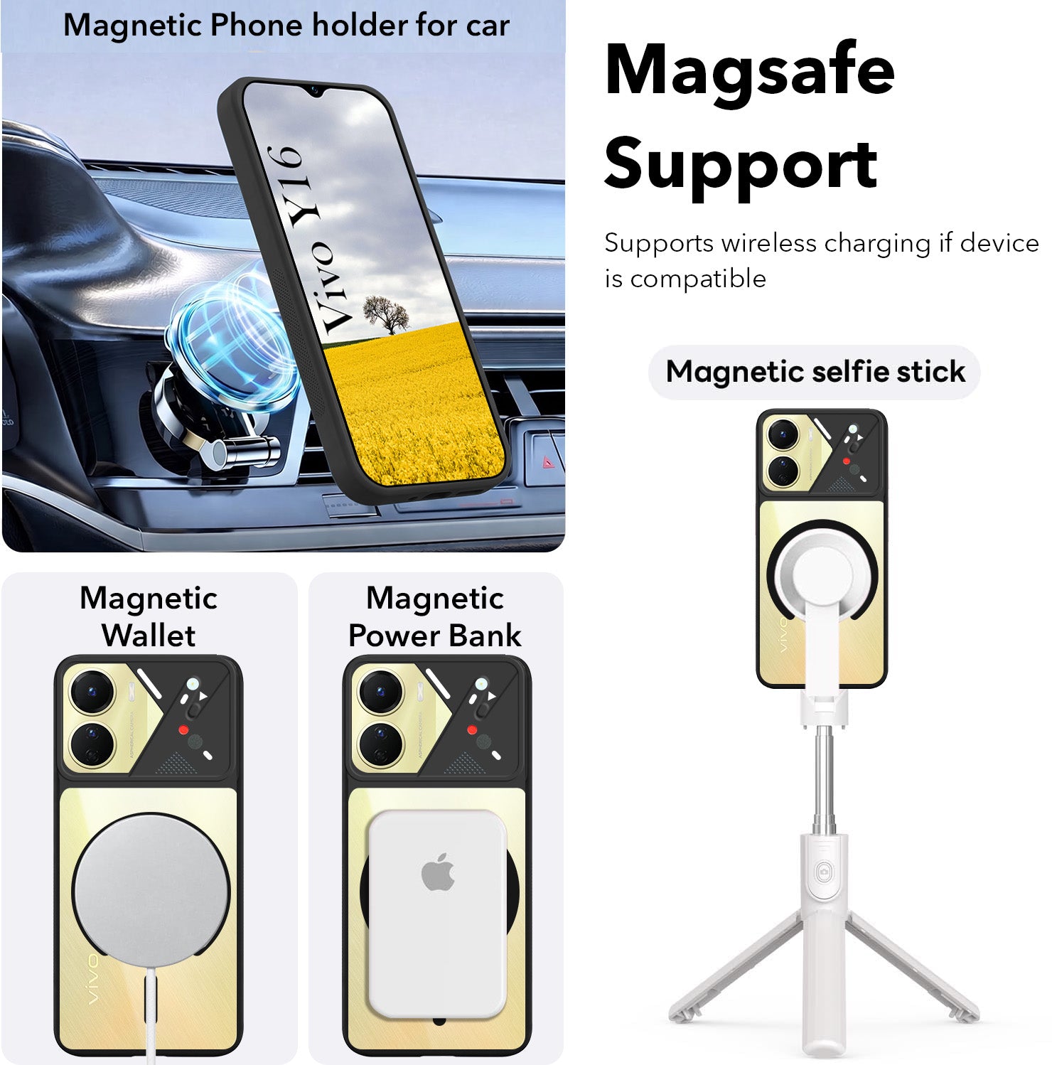 For Vivo Y16 Back Cover Case Lifetime Anti-Yellow Clear (Camera Protection | Side Grip | Wireless MagSafe Compatible)