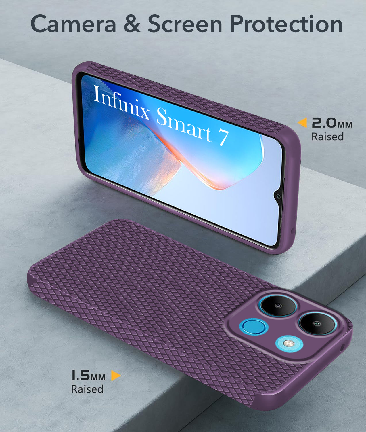 For Infinix Smart 7 Back Cover Case (Liquid Silicone | Side Grip | Camera Protection)