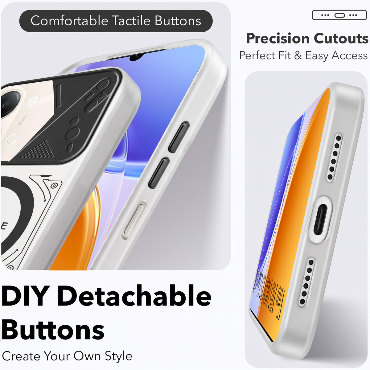 For Vivo Y05 4G | Vivo T5 Lite 5G Metallic Back Cover Case (Metallic Camera Protection & Buttons | Translucent Milky Shade | Hard Polycarbonate)