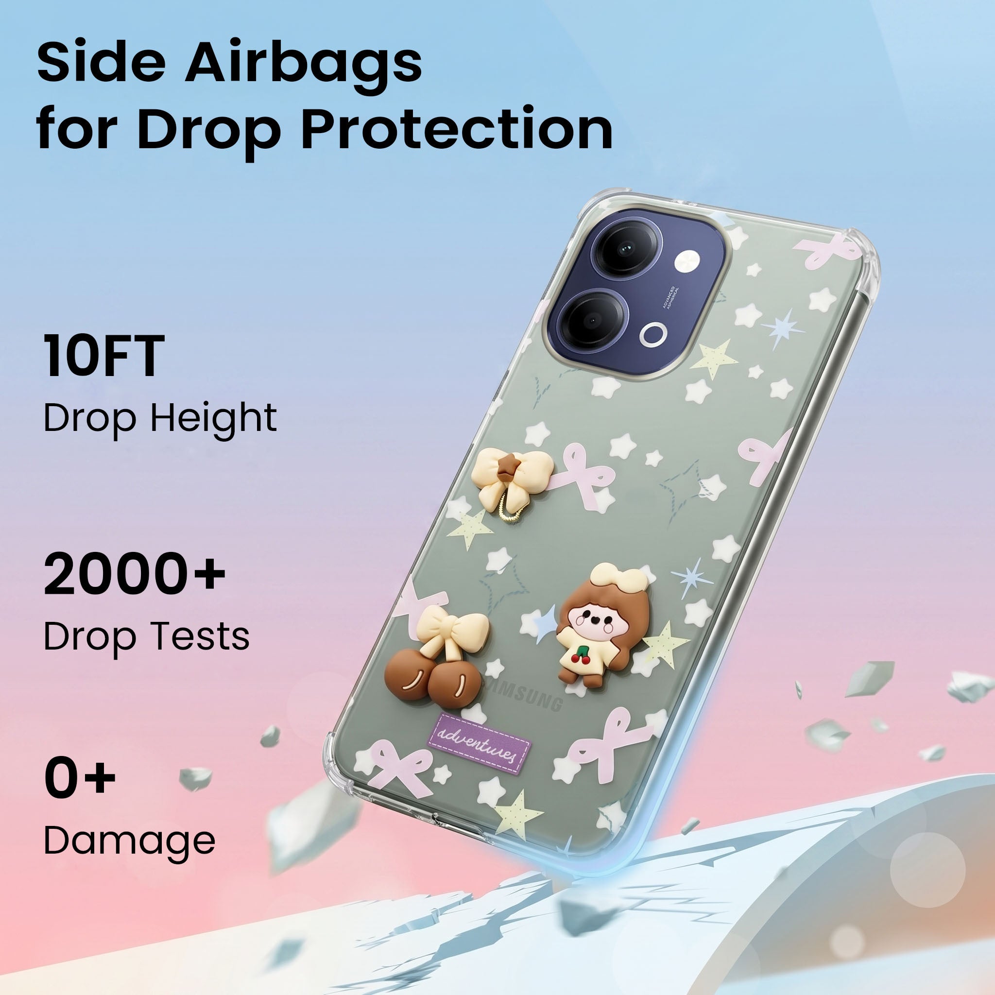 For Vivo Y11 | Vivo Y21 5G Back Cover Case (3D Cute Cartoons | Hard Back Side Soft | Matte Premium Finish | HD Printing)