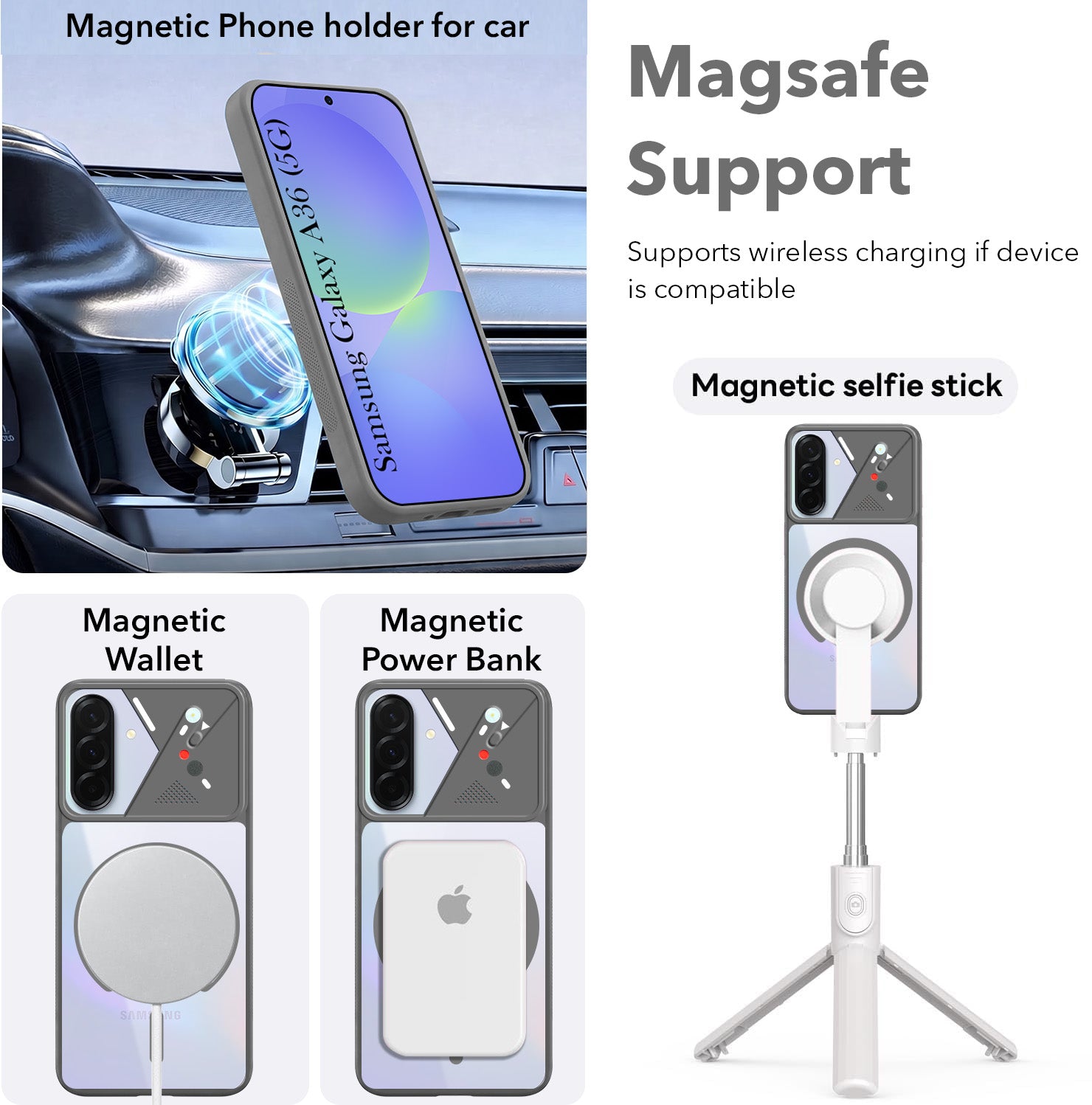 For Samsung Galaxy A36 5G Back Cover Case Lifetime Anti-Yellow Clear (Camera Protection | Side Grip | Wireless MagSafe Compatible)