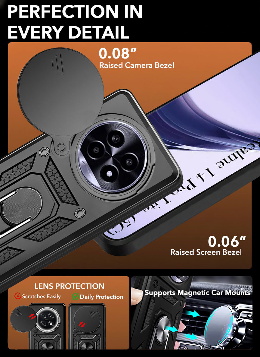 For Realme 14 Pro Lite Back Cover Case (Hybrid Dual Armor Polycarbonate)
