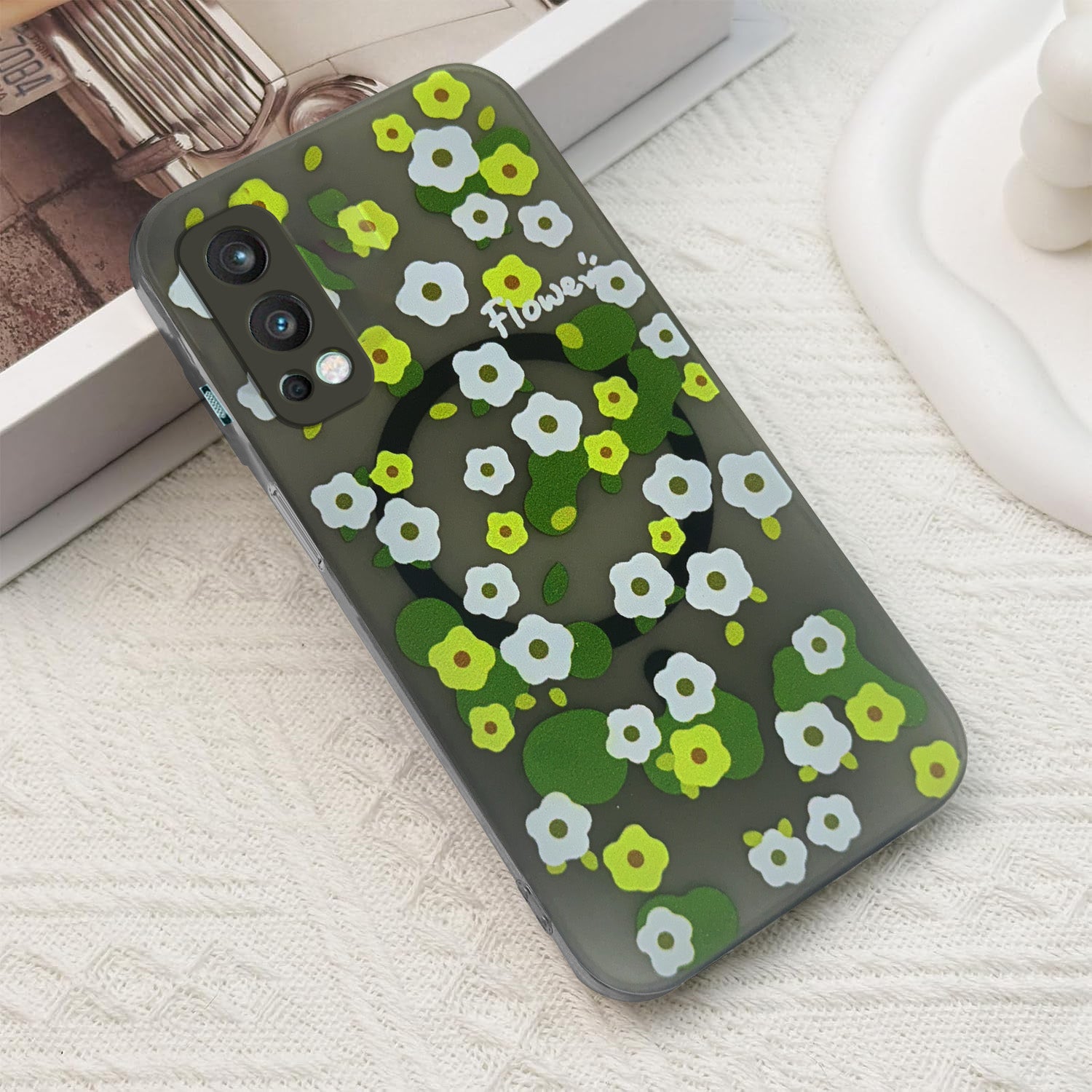 For OnePlus Nord 2 Back Cover Case (Cute Floral Design | Flower Print for Girls | MagSafe Compatible Wireless Charging)