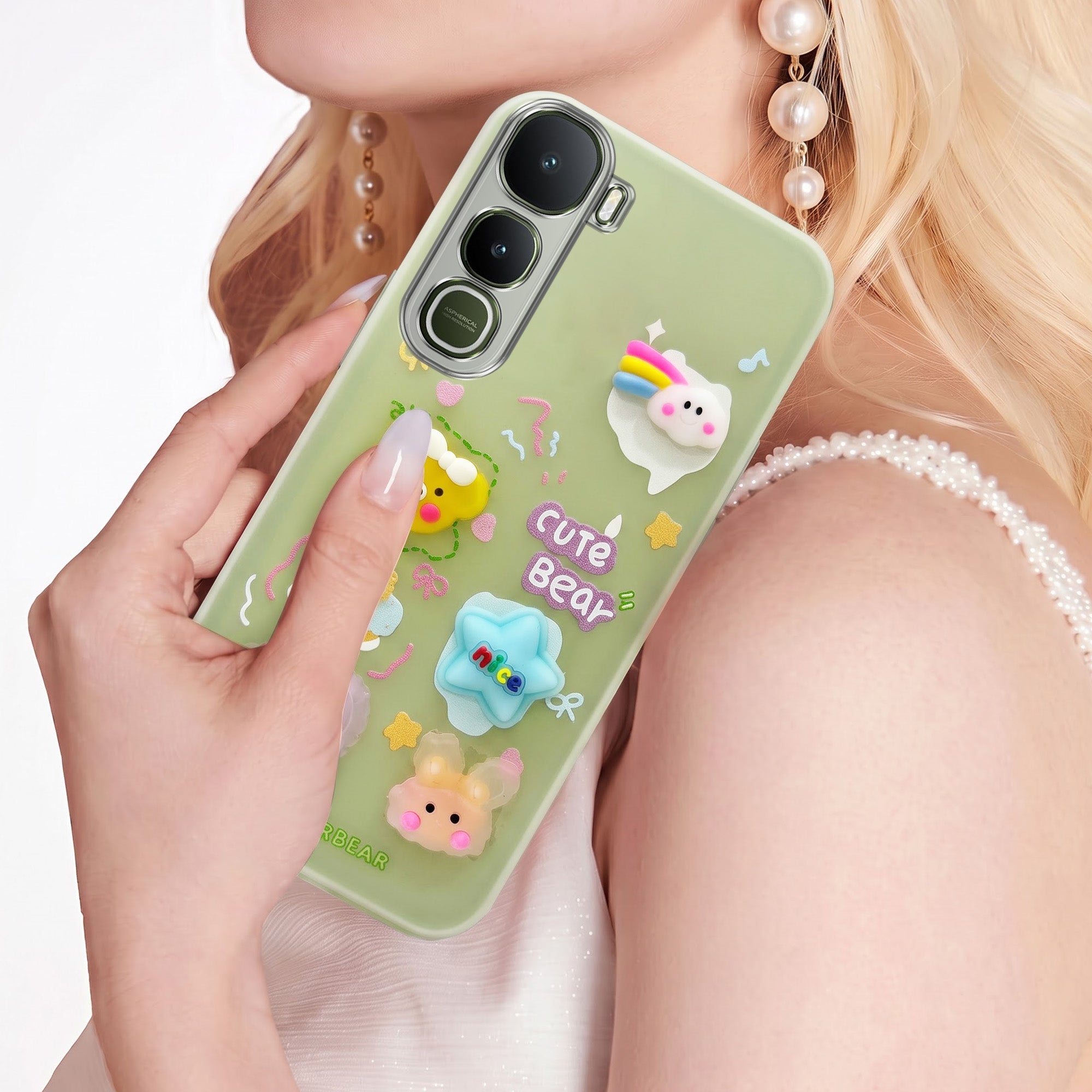 For Vivo Y400 Back Cover Case (3D Cute Cartoons | Hard Back Side Soft | Matte Premium Finish | HD Printing)