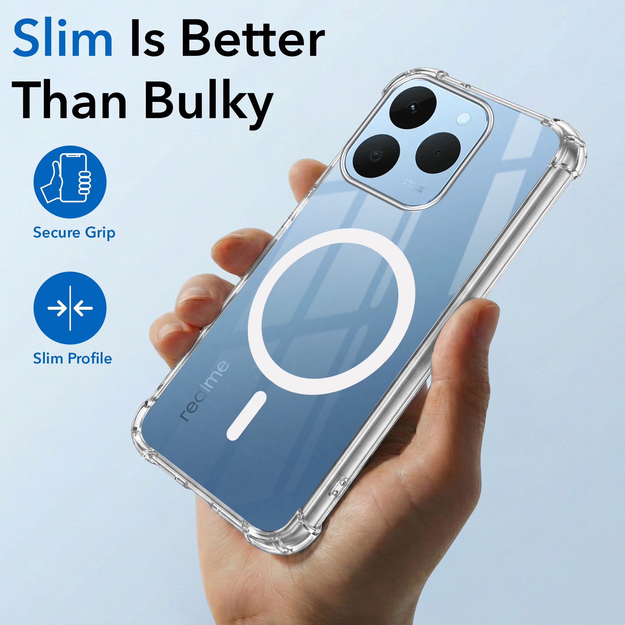 For Realme 15T | Realme Narzo 90 Back Cover Shockproof Crystal-Clear (Magsafe Wireless Support | Drop & Camera Protection | Hard Polycarbonate)