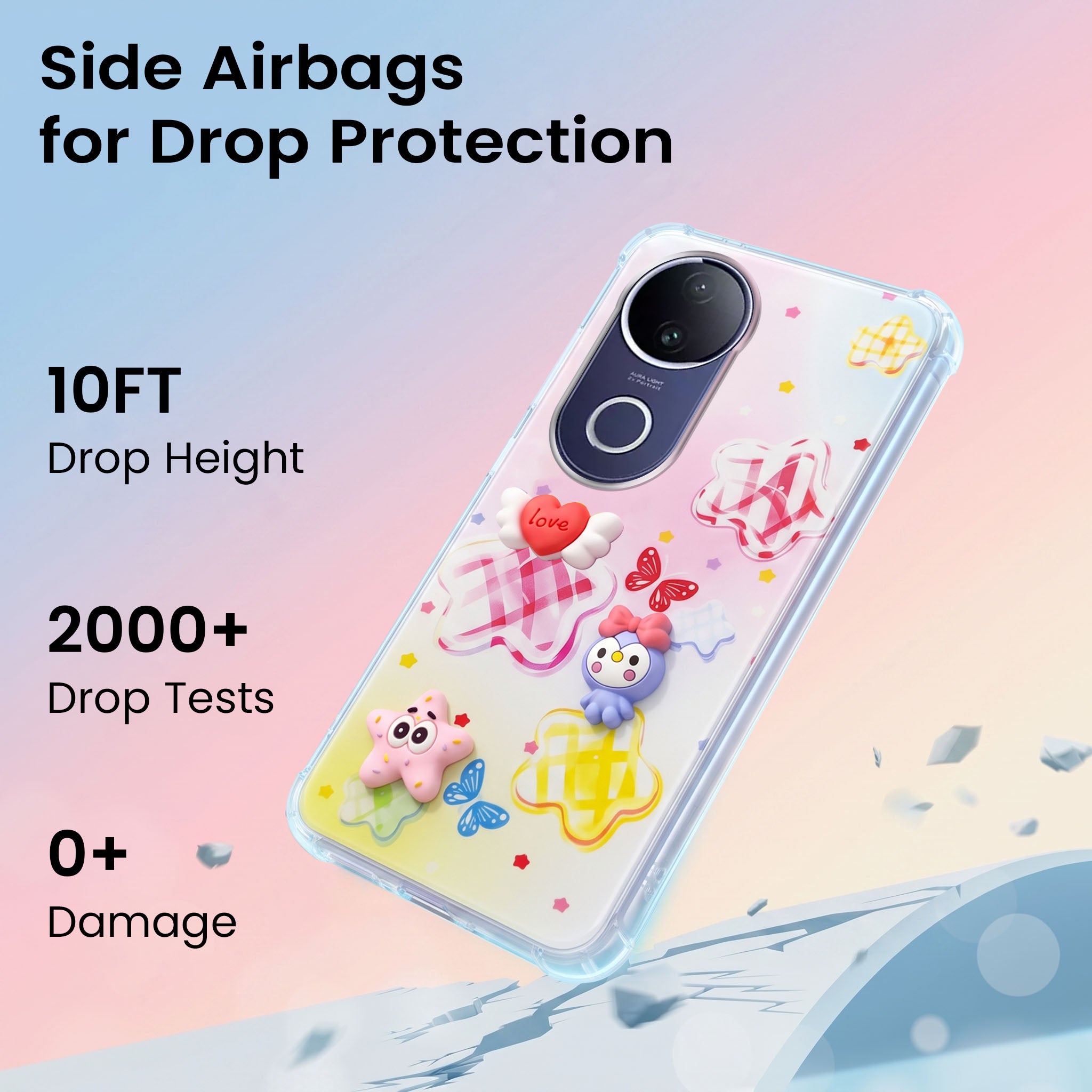For Vivo T4R Back Cover Case (3D Cute Cartoons | Hard Back Side Soft | Matte Premium Finish | HD Printing)