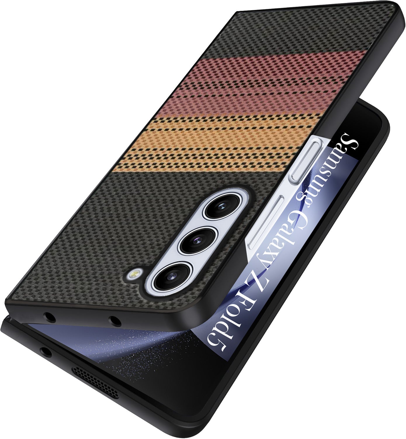 For Samsung Galaxy Z Fold 5 5G Back Flip Case Cover (Craft Printed Design | Hybrid Texture | Inside Microfiber Cloth)