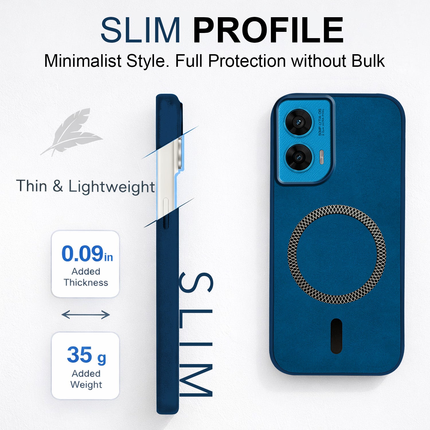For Motorola Moto G96 Back Cover Case Leather Finish (MagSafe Compatible Wireless Charging | Soft Touch | Camera Bump Protection)