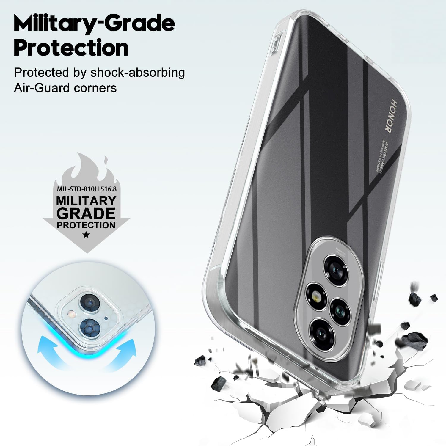 For Honor 200 5G Back Cover Case (Clear Shockproof Case with Camera Protection | Soft and Flexible | Transparent)