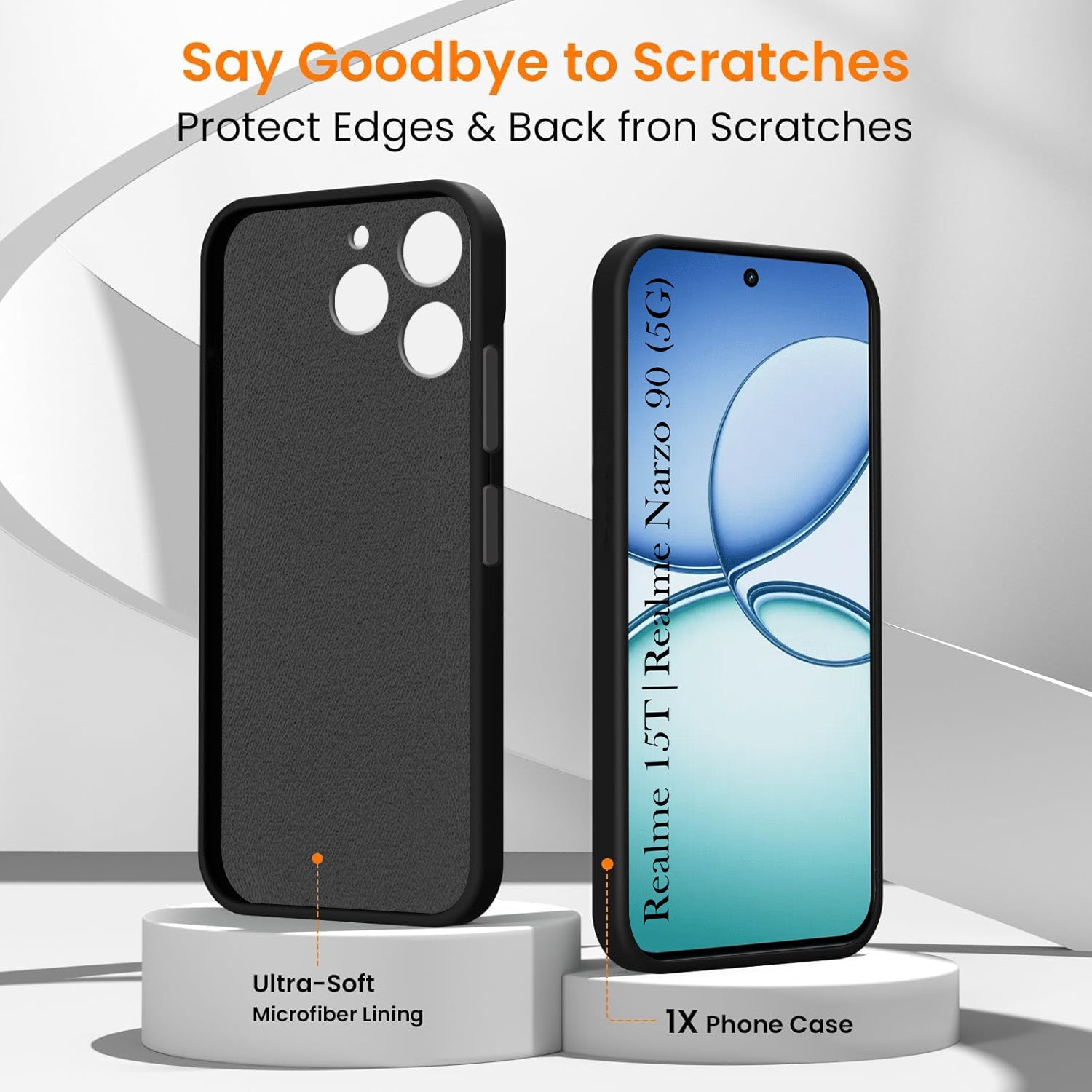 For Realme 15T | Realme Narzo 90 Back Cover Case (Textured Grip Design | Micro-Fiber Cloth Inside | Slim and Light Weight | Soft Touch and Feel)