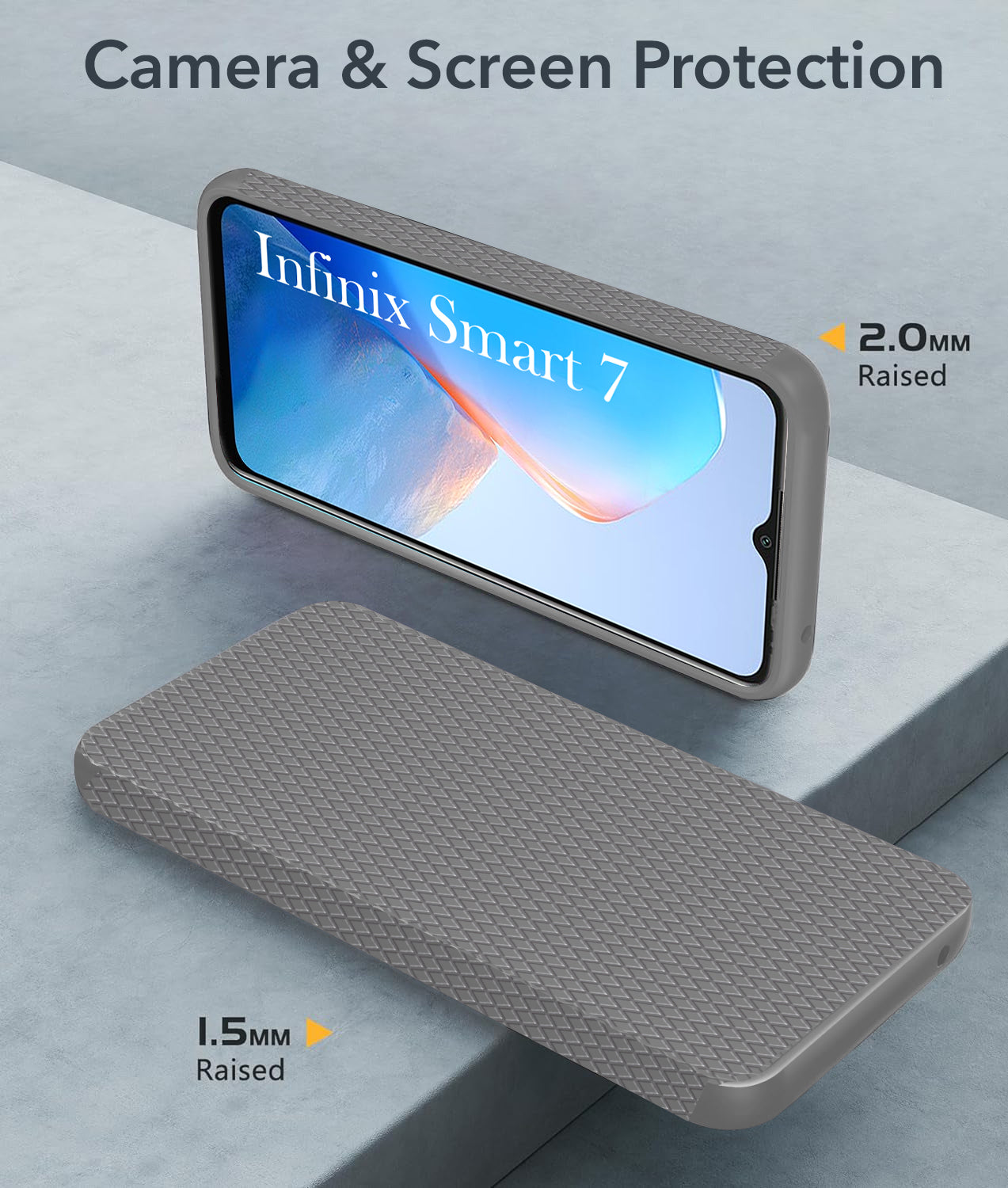 For Infinix Smart 7 Back Cover Case (Liquid Silicone | Side Grip | Camera Protection)