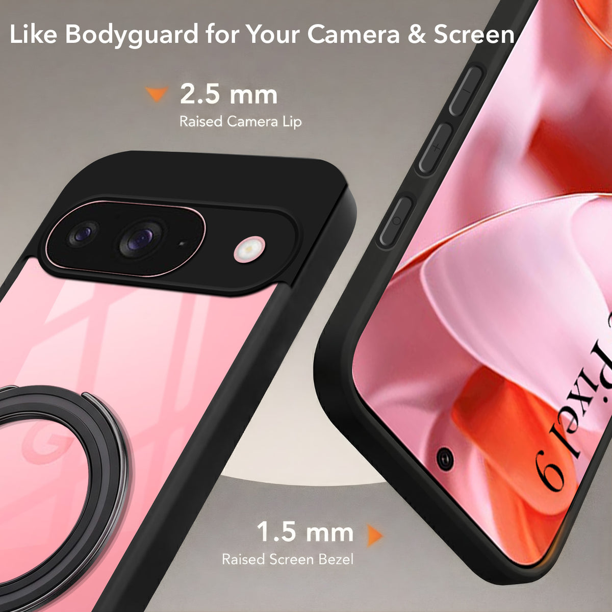 For Google Pixel 9 Back Cover Case (Kick Stand Ring Holder | Life time Anti Yellow | Camera Protection)
