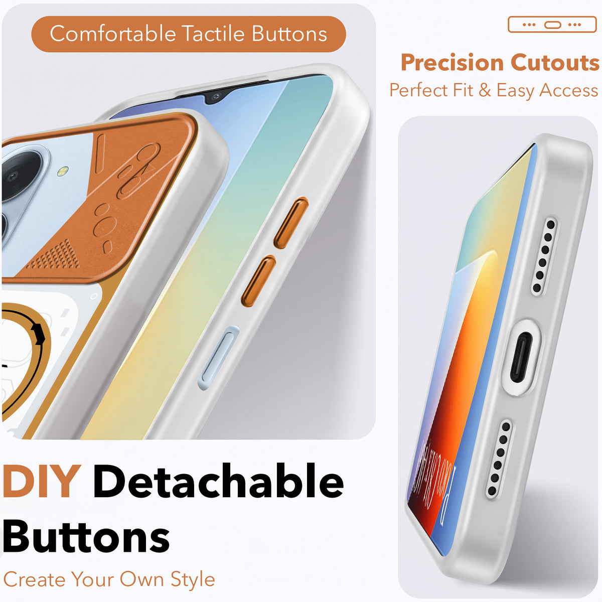 For Poco C81x Metallic Back Cover Case (Metallic Camera Protection & Buttons | Translucent Milky Shade | Hard Polycarbonate)