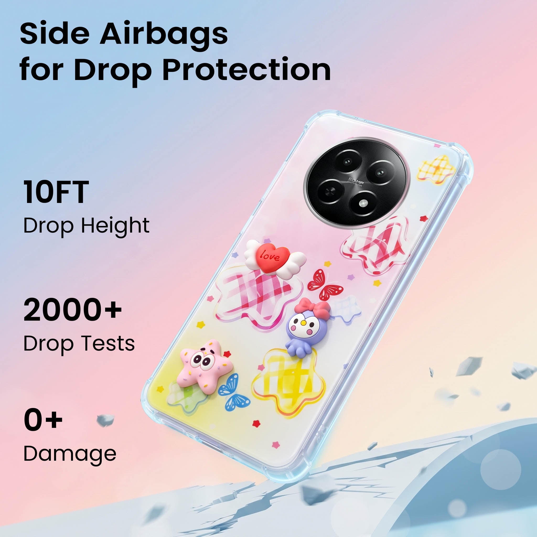 For Realme C65 5G Back Cover Case (3D Cute Cartoons | Hard Back Side Soft | Matte Premium Finish | HD Printing)