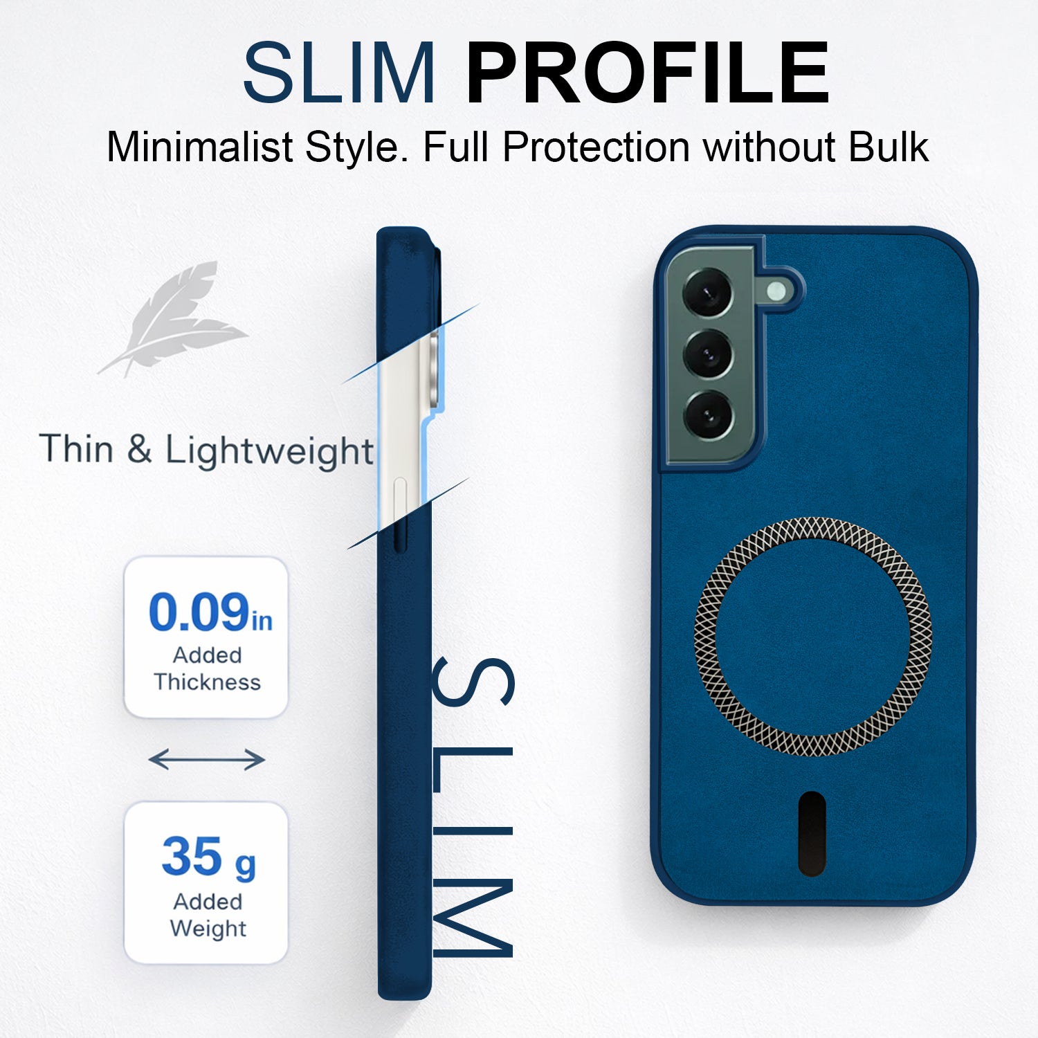 For Samsung Galaxy S22 Plus 5G Back Cover Case Leather Finish (MagSafe Compatible Wireless Charging | Soft Touch | Camera Bump Protection)