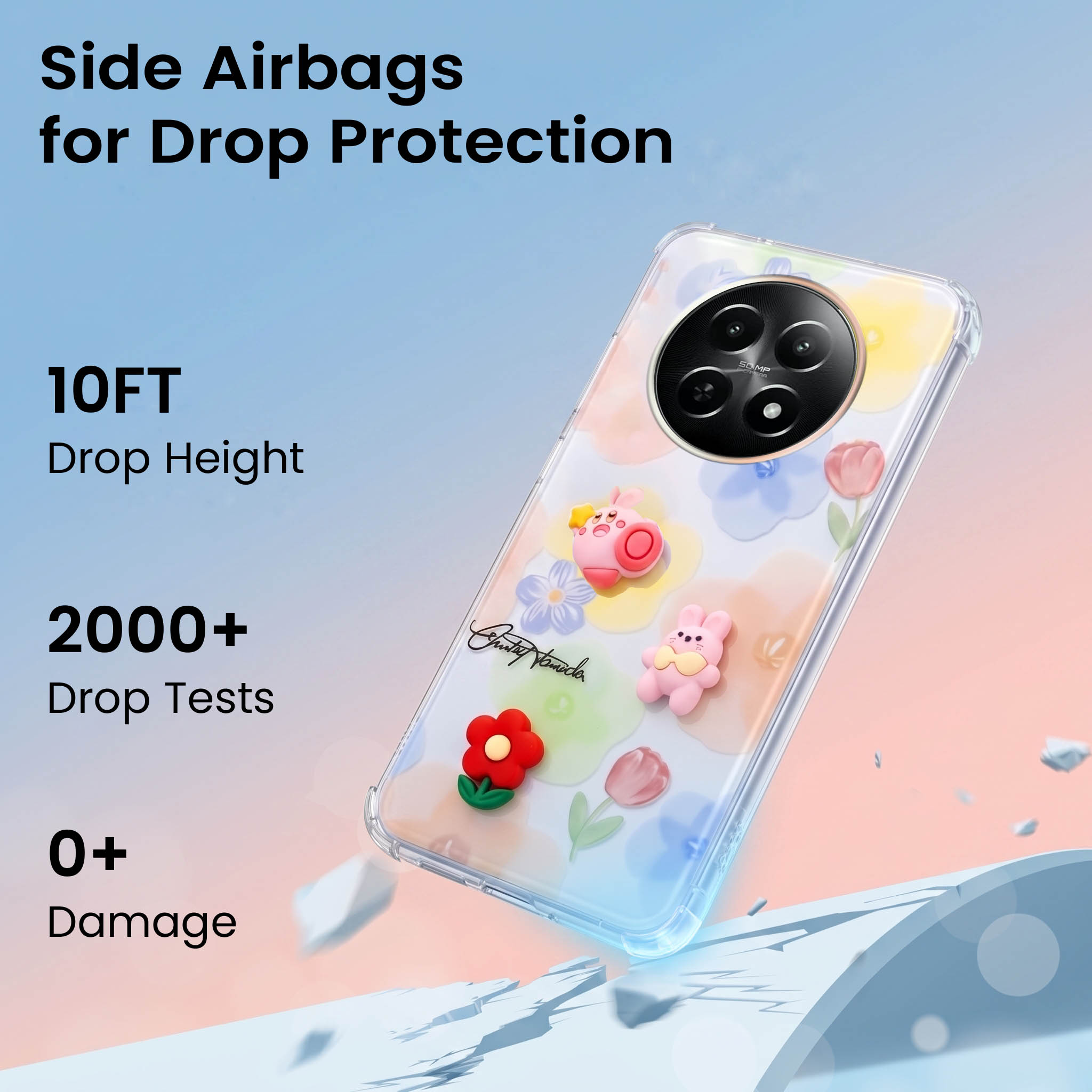 For Realme Narzo 70x 5G Back Cover Case (3D Cute Cartoons | Hard Back Side Soft | Matte Premium Finish | HD Printing)