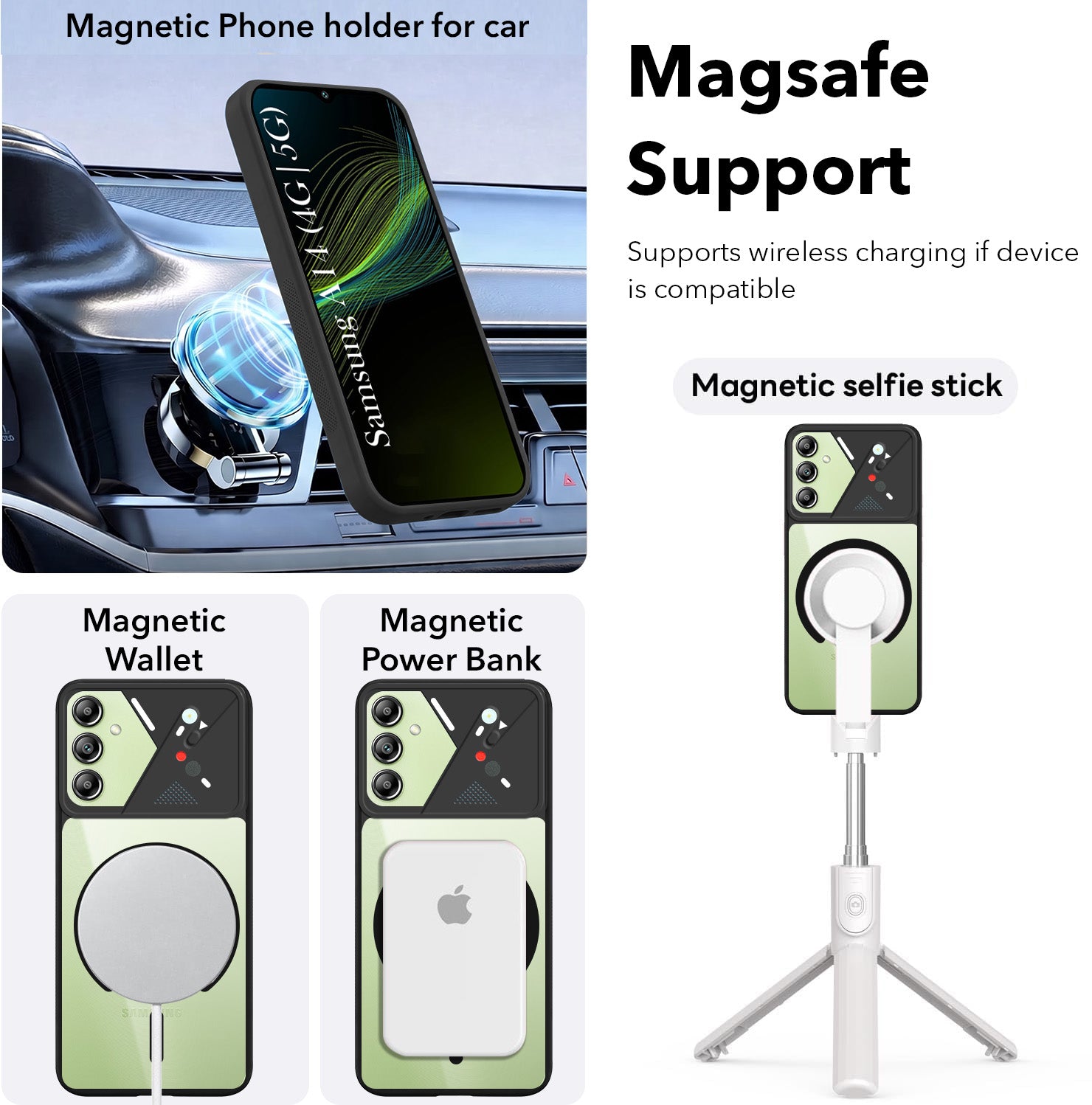 For Samsung Galaxy A14 4G | 5G Back Cover Case Lifetime Anti-Yellow Clear (Camera Protection | Side Grip | Wireless MagSafe Compatible)