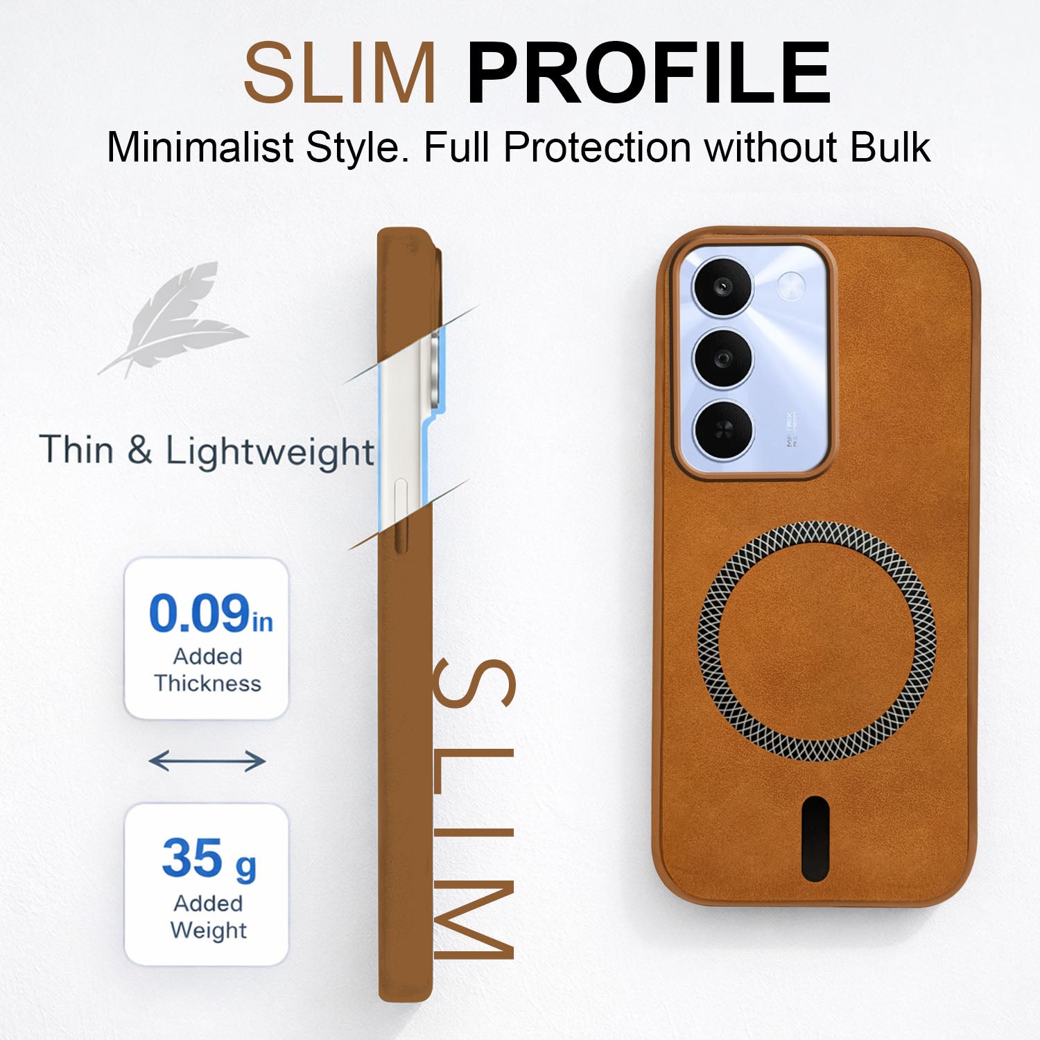 For Realme C83 5G Back Cover Case Leather Finish (MagSafe Compatible Wireless Charging | Soft Touch | Camera Bump Protection)