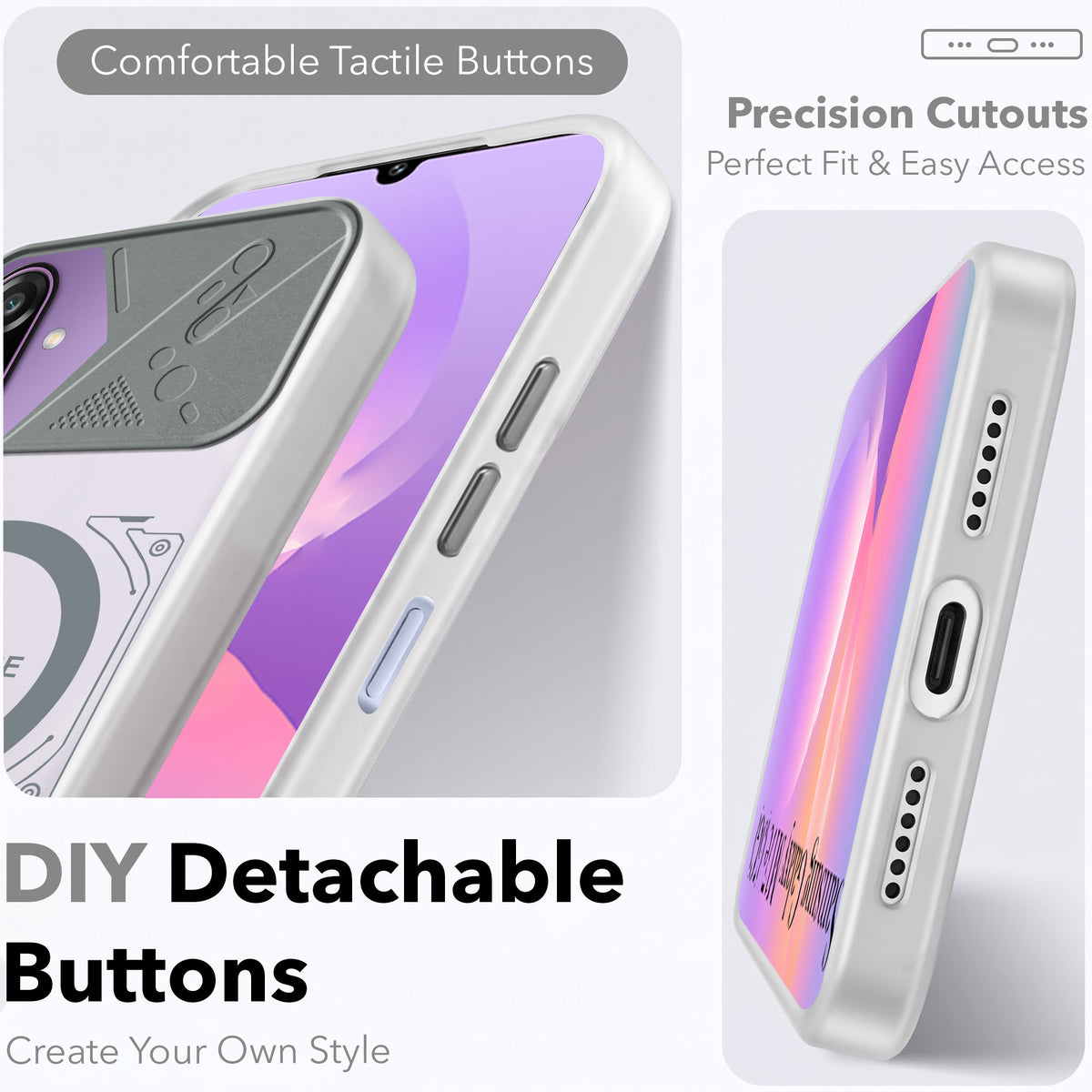 For Samsung Galaxy M17e Metallic Back Cover Case (Metallic Camera Protection & Buttons | Translucent Milky Shade | Hard Polycarbonate)