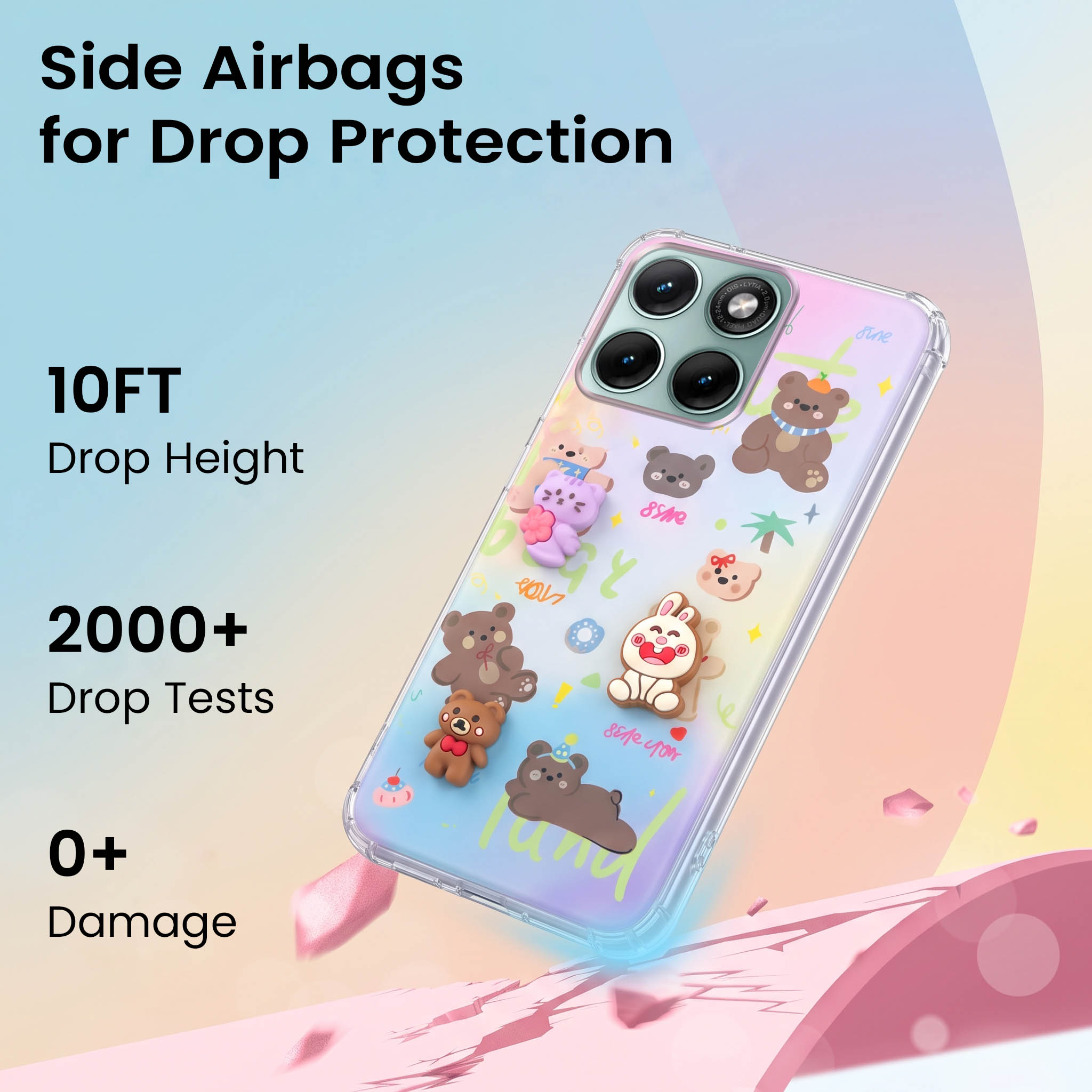 For Motorola Moto Edge 70 Fusion Back Cover Case (3D Cute Cartoons | Hard Back Side Soft | Matte Premium Finish | HD Printing)